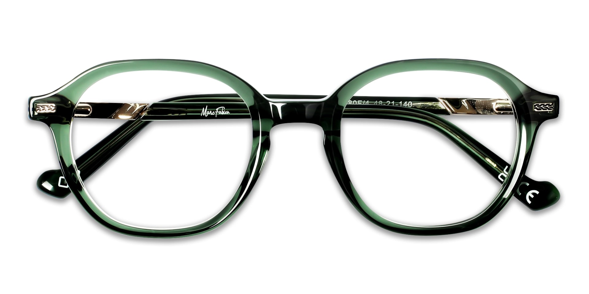 Crystal Fern Green Oval Full-Rim Glasses