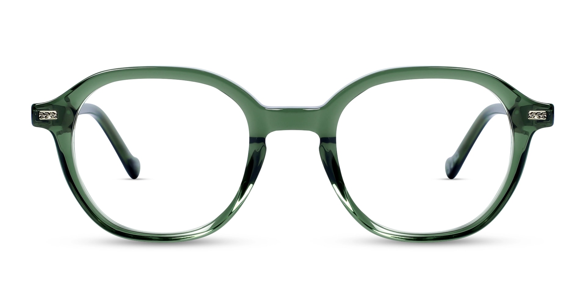 Crystal Fern Green Oval Full-Rim Glasses