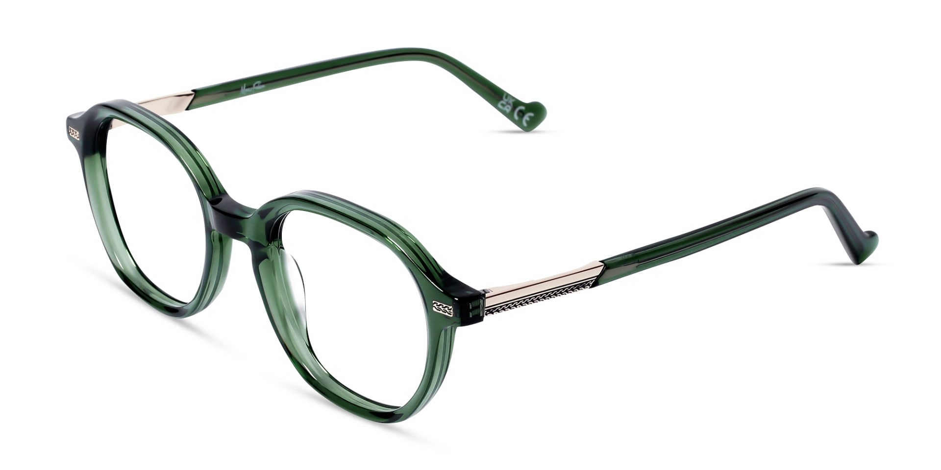 Crystal Fern Green Oval Full-Rim Glasses