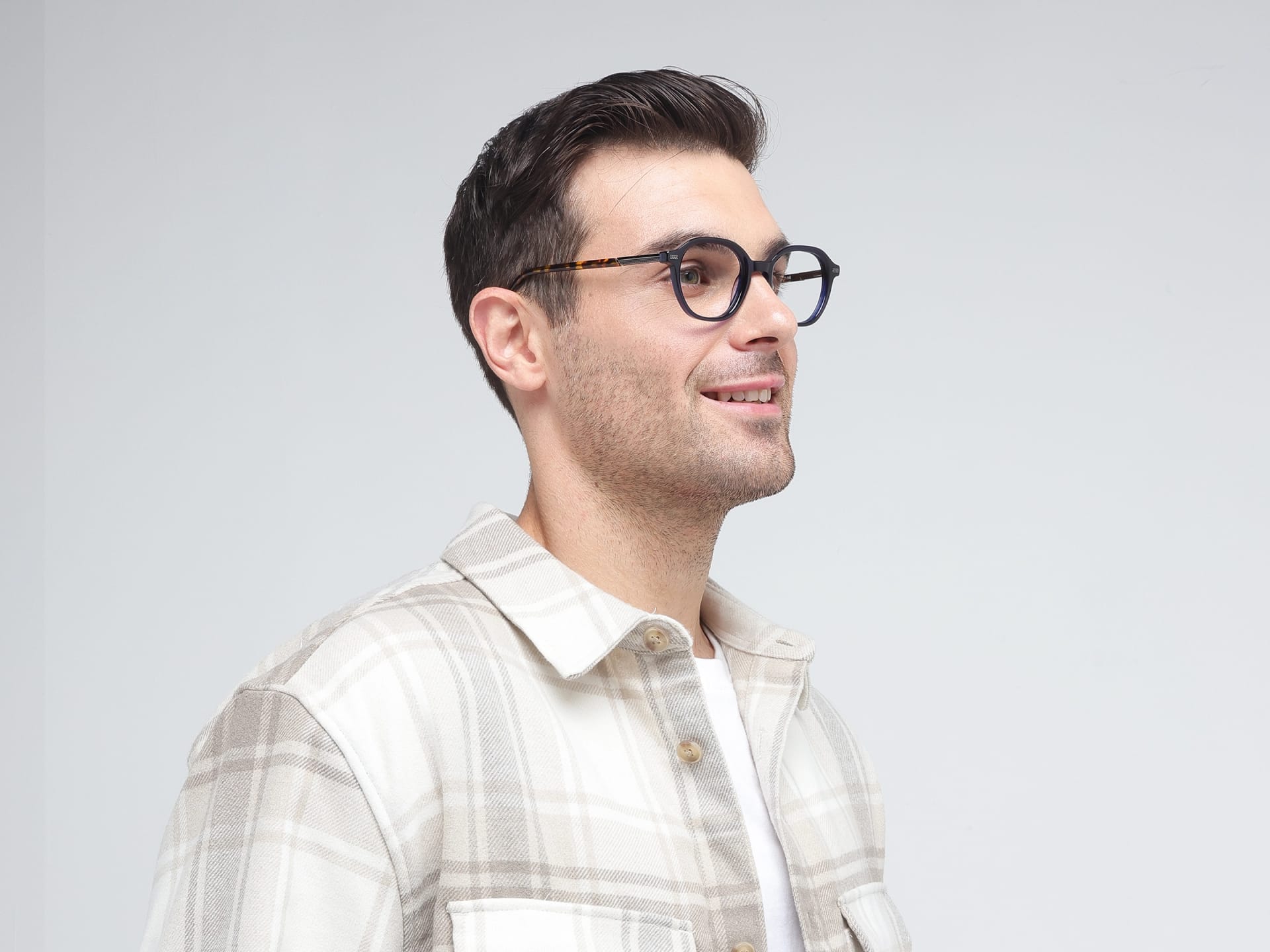 Navy Blue Oval Full-Rim Glasses