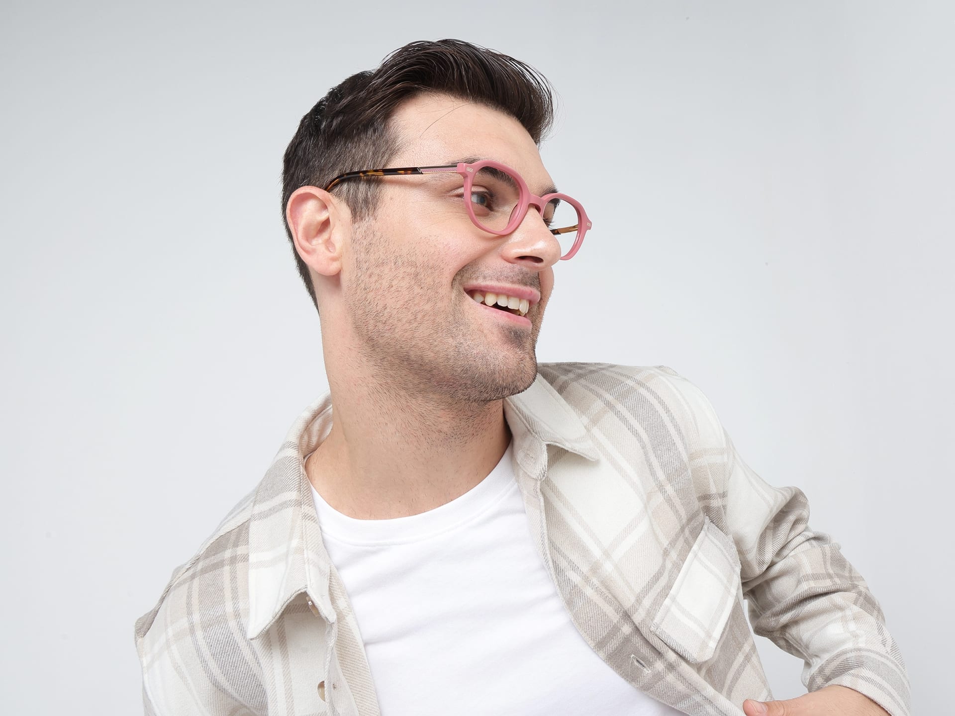 Salmon Pink Oval Acetate Glasses