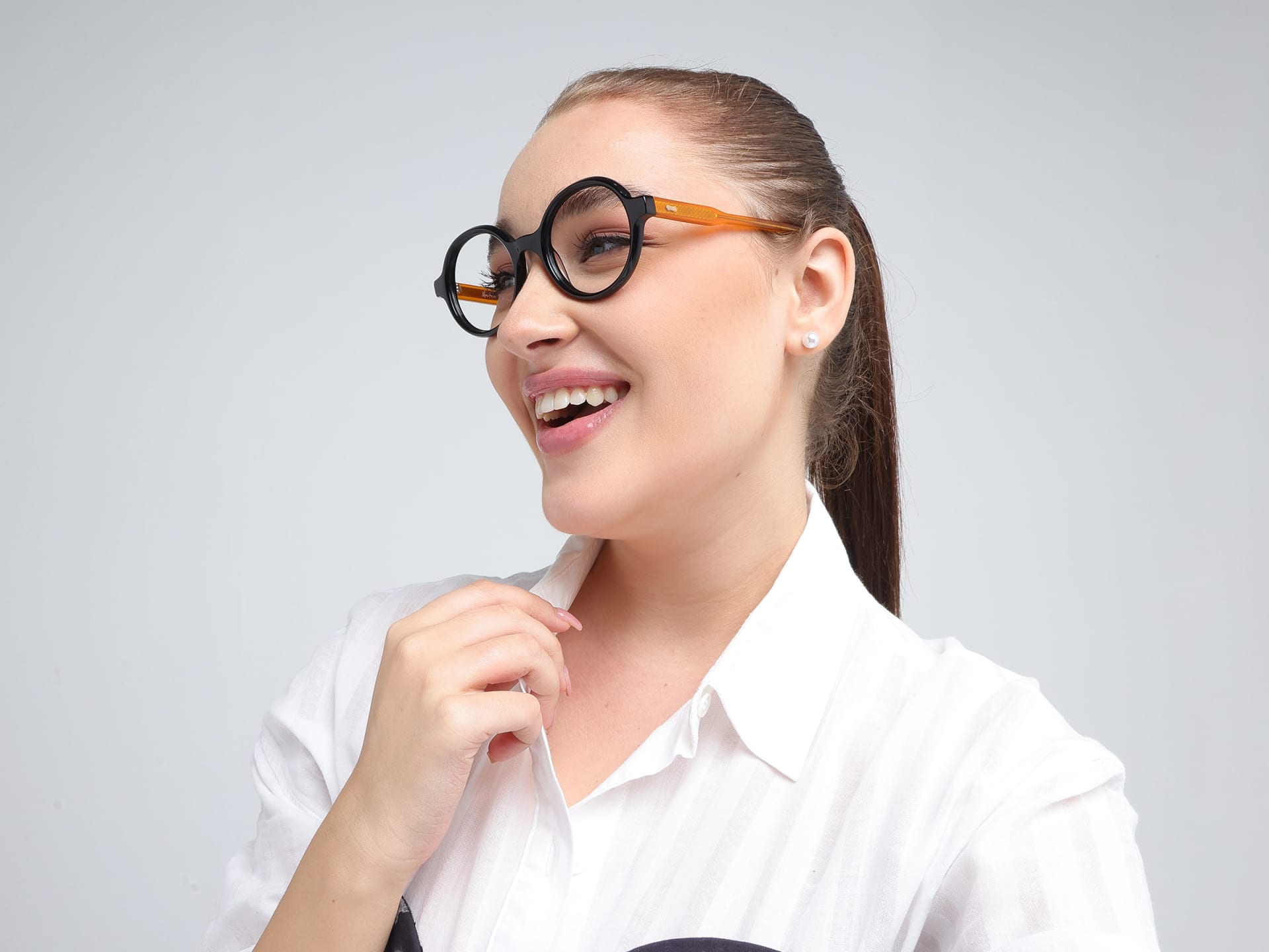 Black Round Full-Rim Acetate Glasses