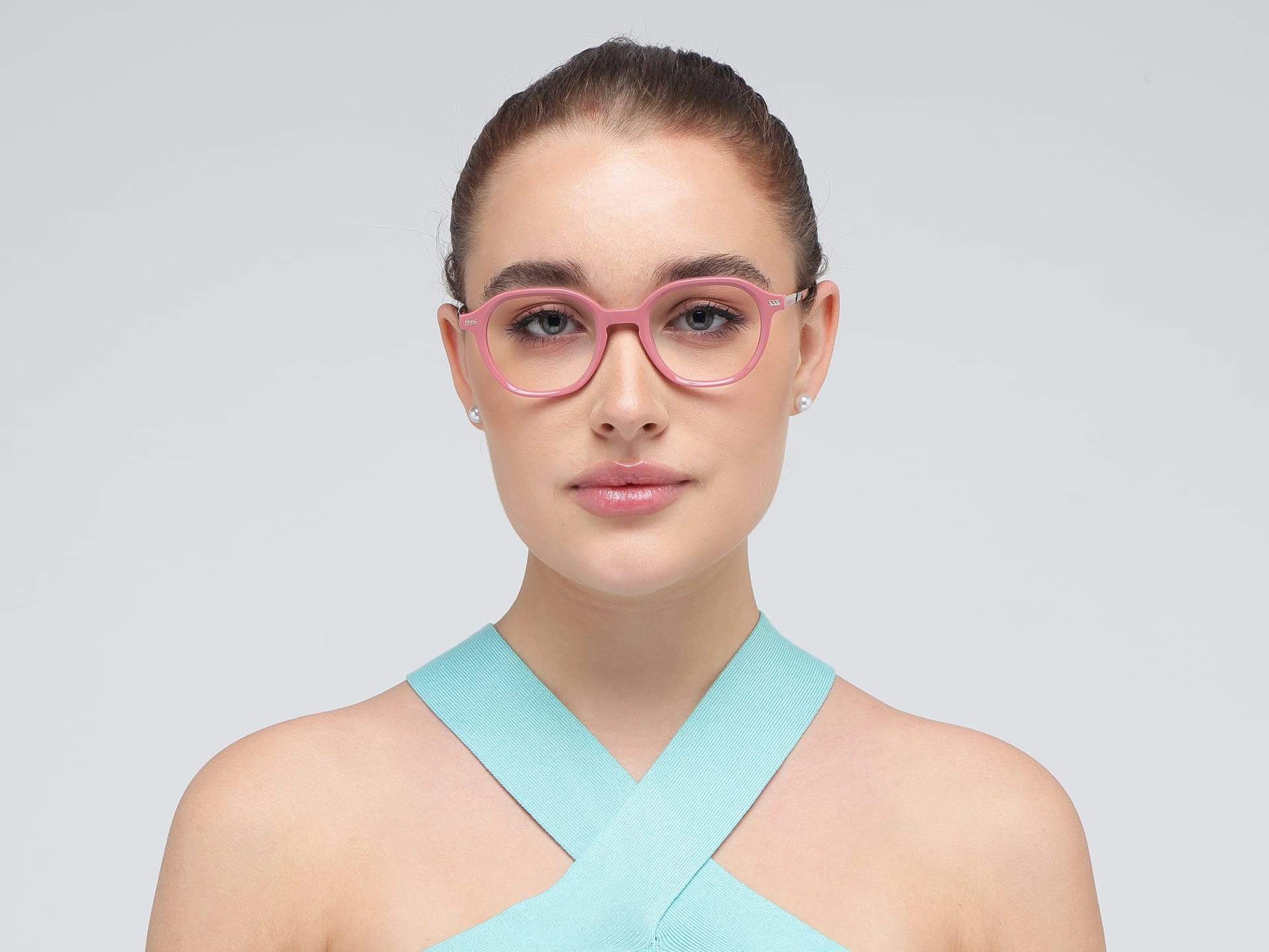 Salmon Pink Oval Acetate Glasses