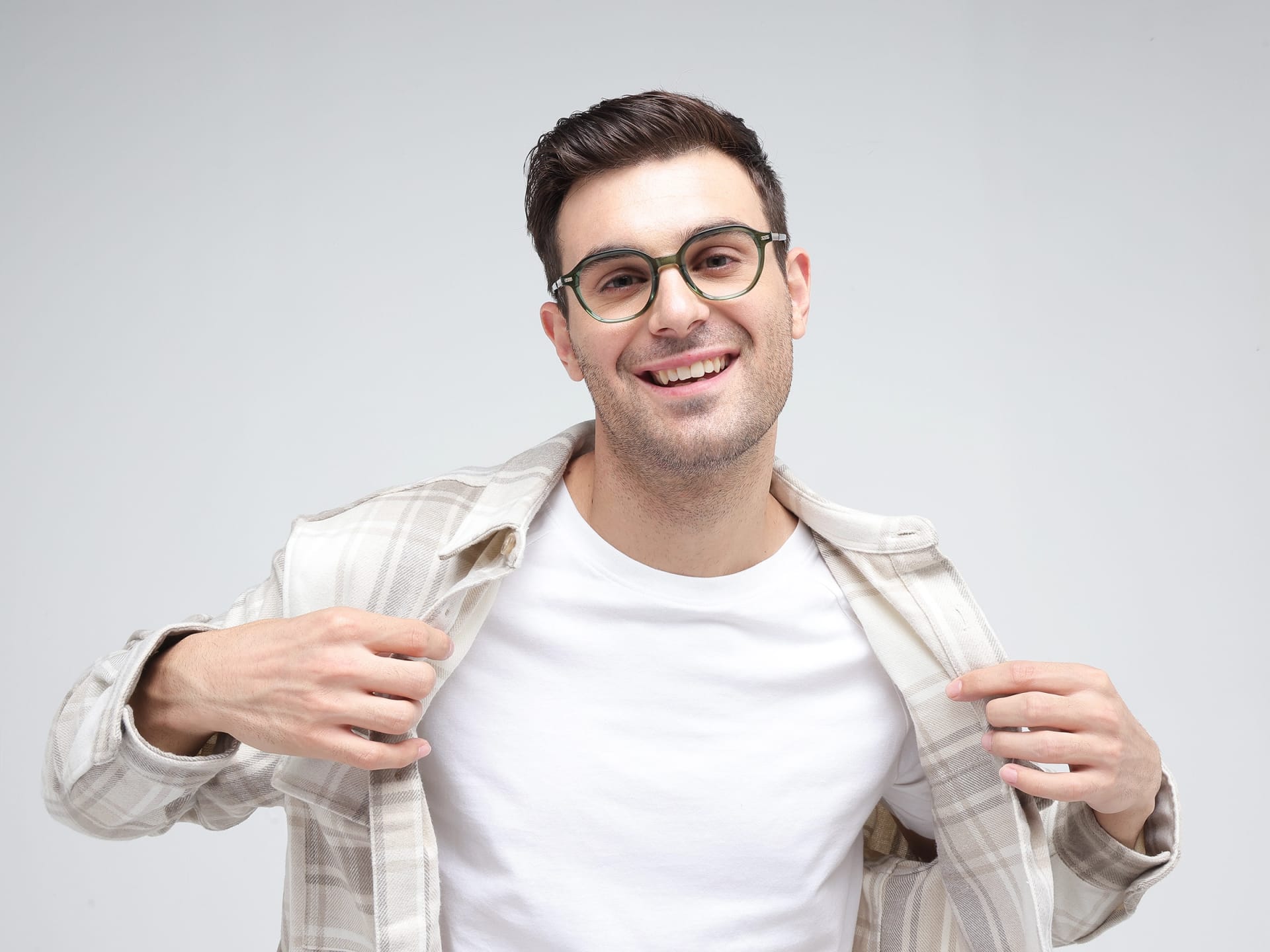 Crystal Fern Green Oval Full-Rim Glasses