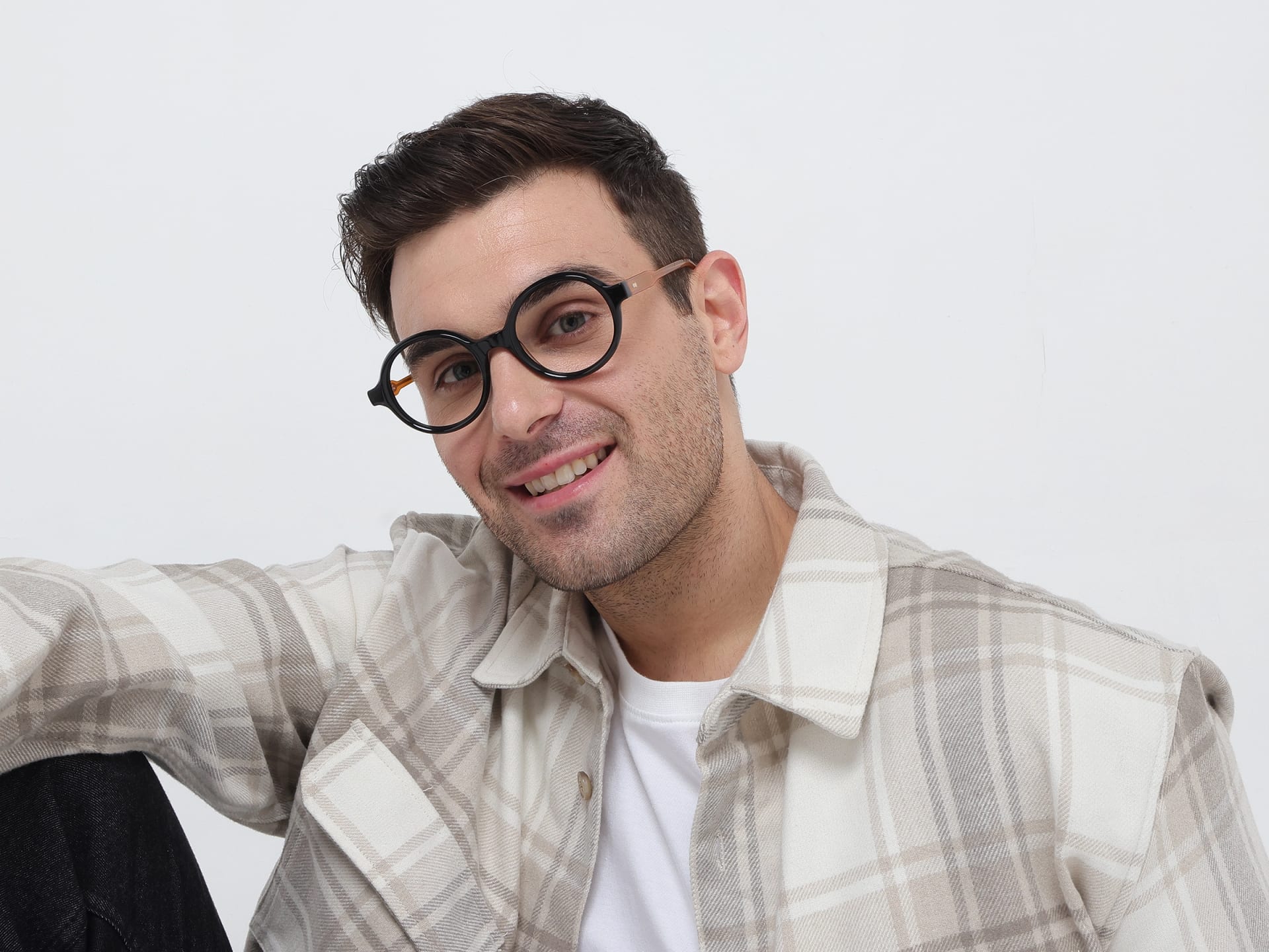 Black Round Full-Rim Acetate Glasses
