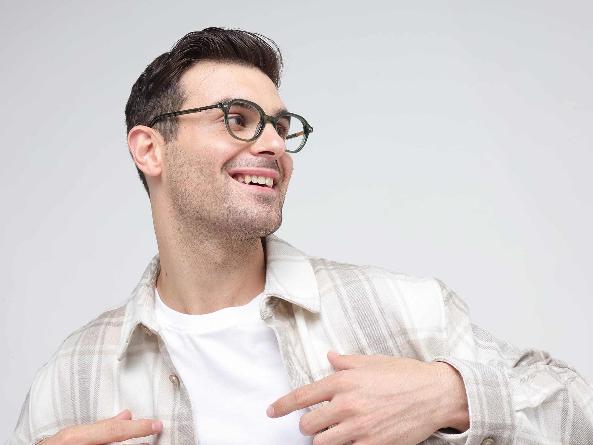 Crystal Fern Green Oval Full-Rim Glasses