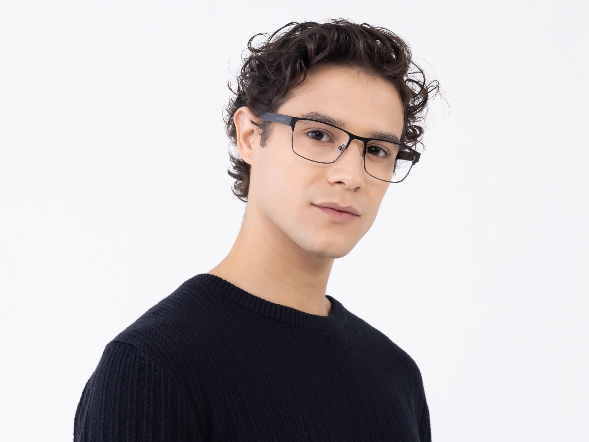 Matte Black & Gunmetal Rectangle Glasses