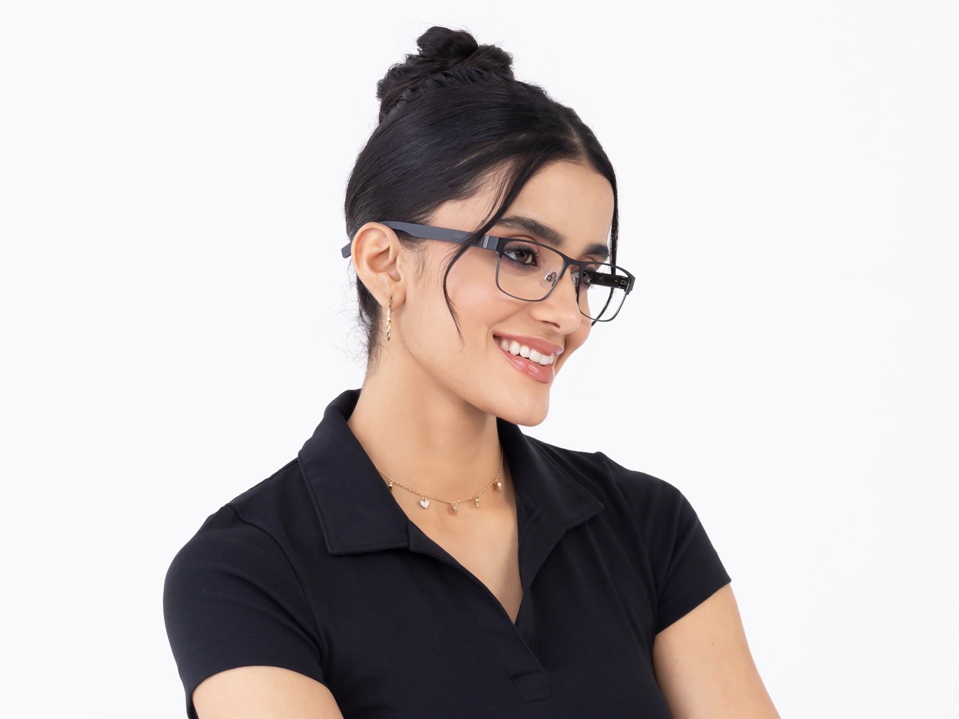 Matte Black & Gunmetal Rectangle Glasses