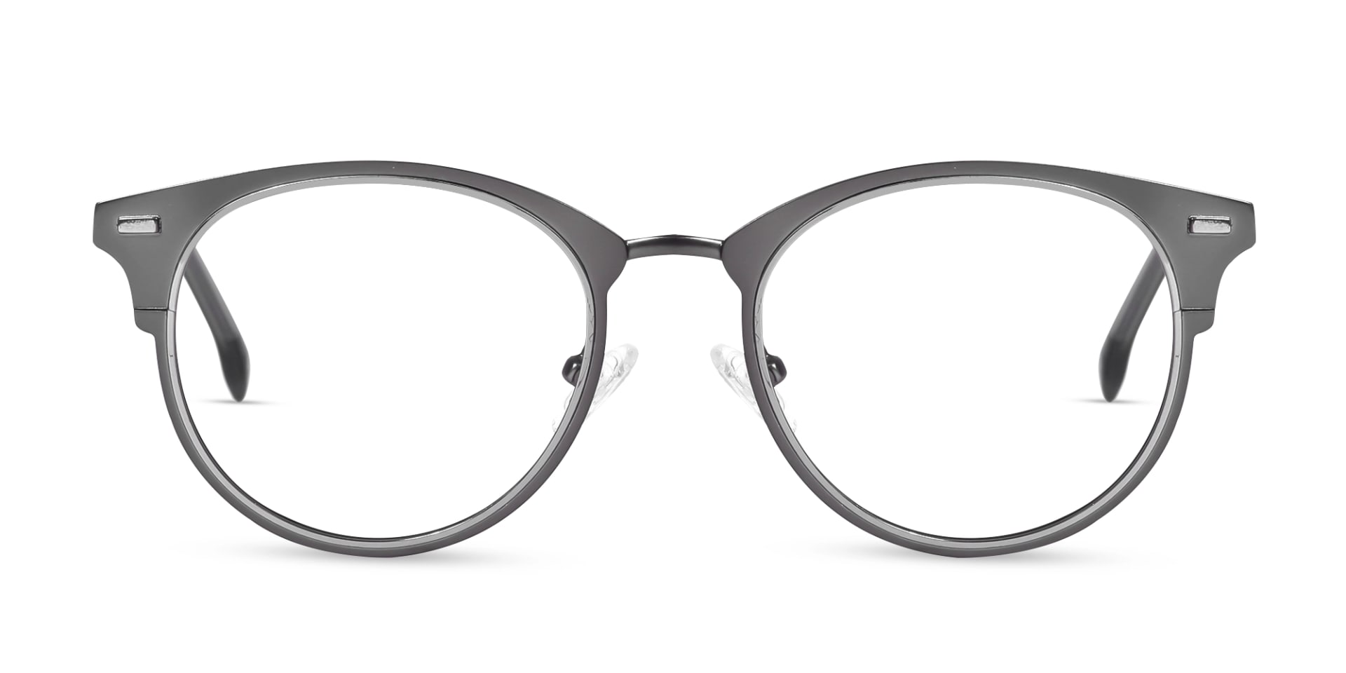 Matte Gunmetal & Silver Oval Glasses-1