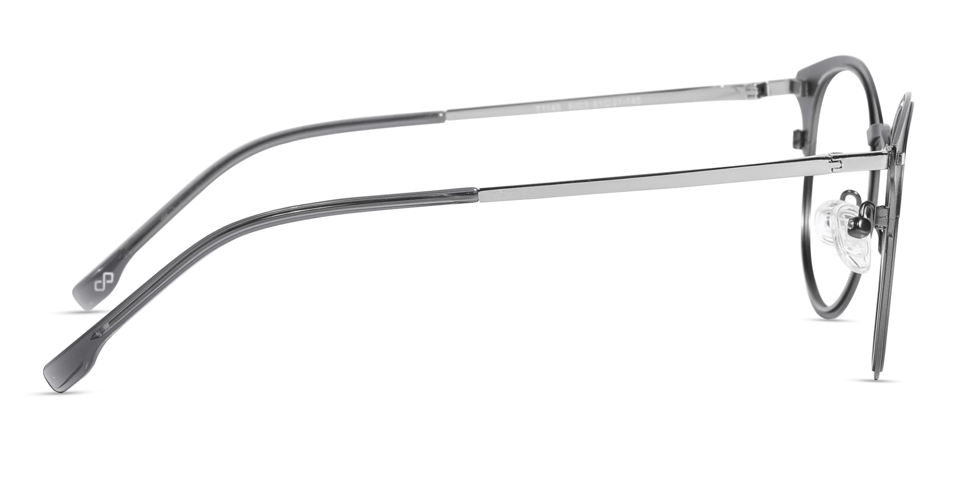 Matte Gunmetal & Silver Oval Glasses-4