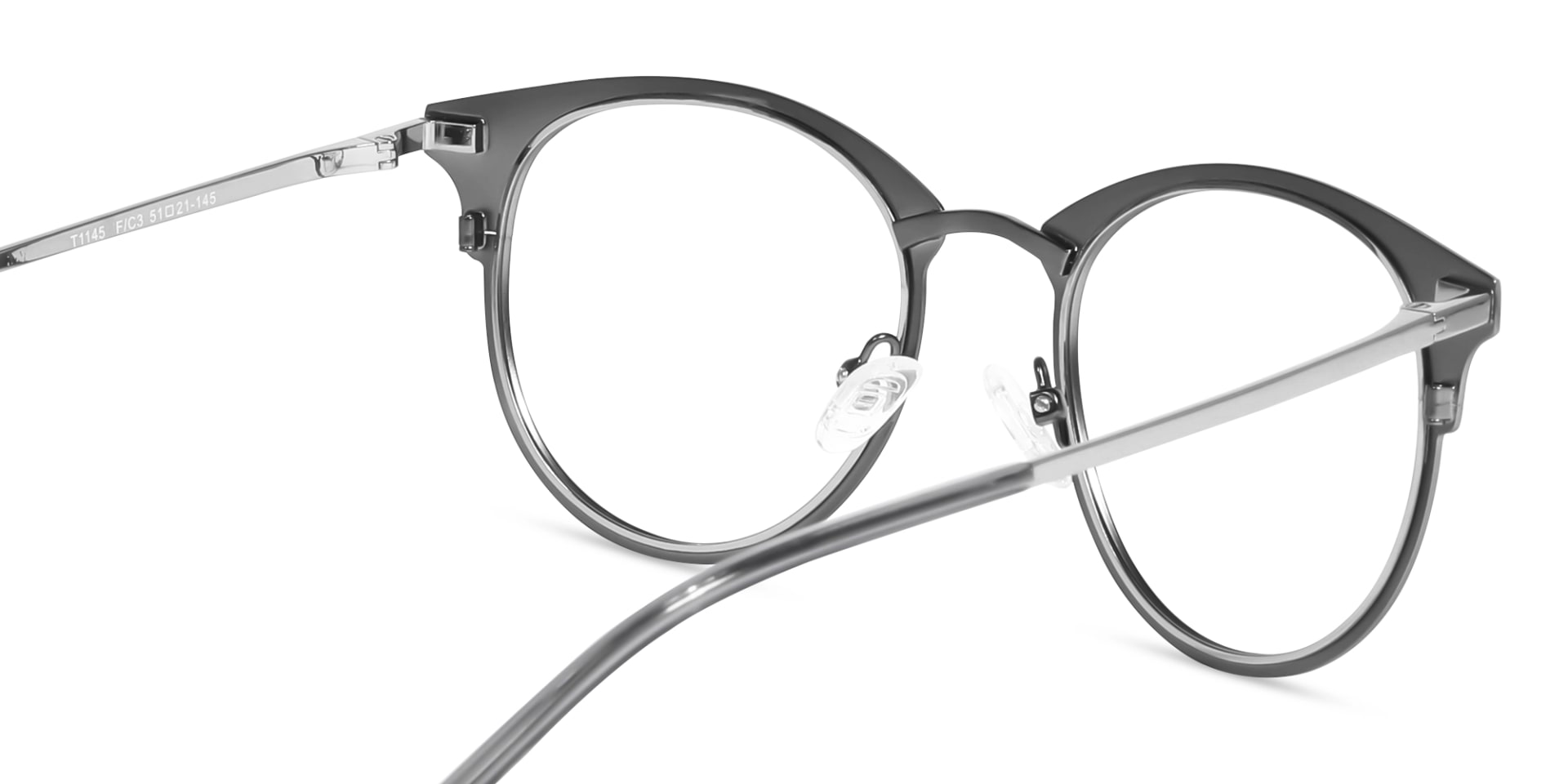 Matte Gunmetal & Silver Oval Glasses-5