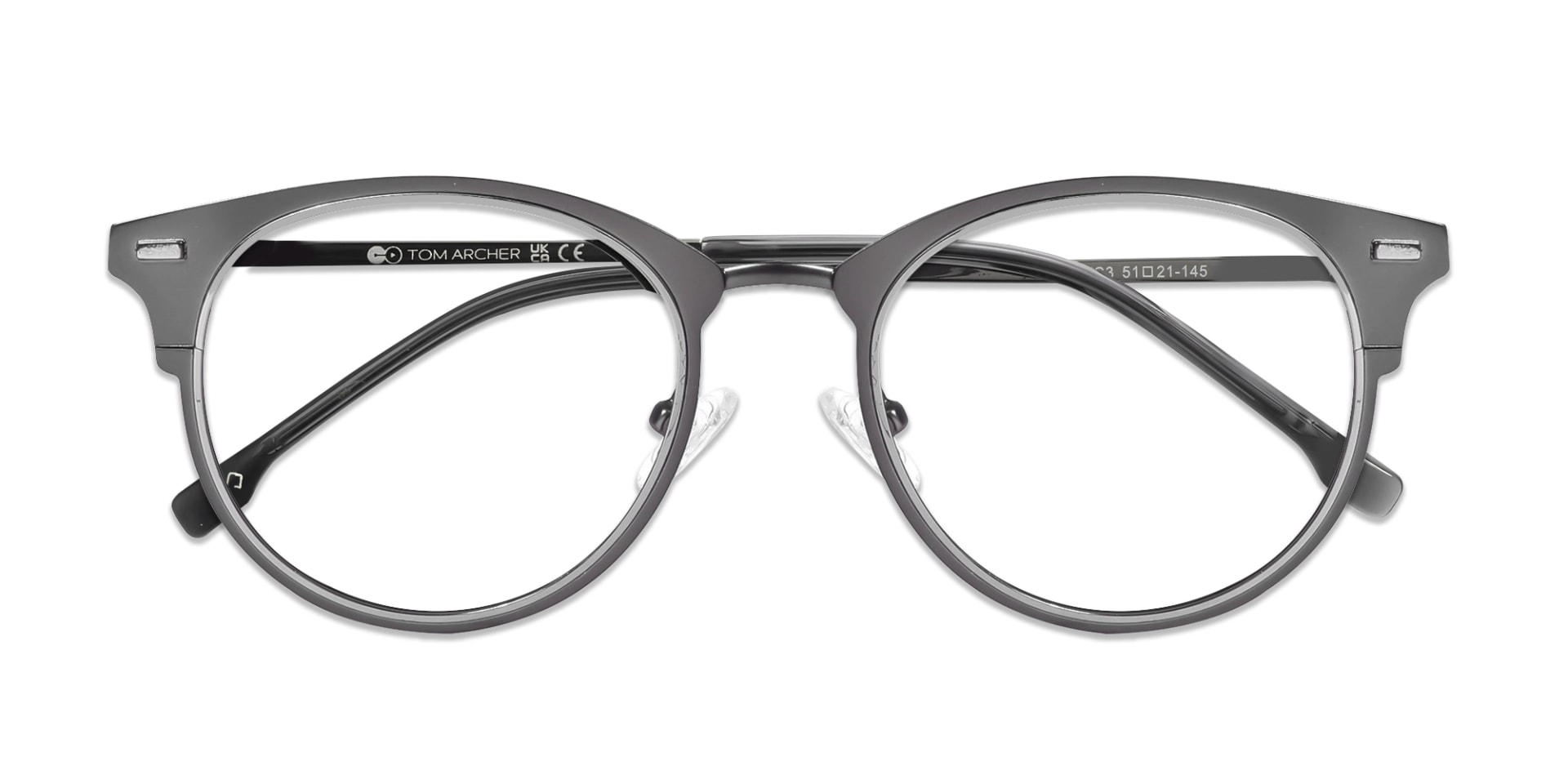 Matte Gunmetal & Silver Oval Glasses-6