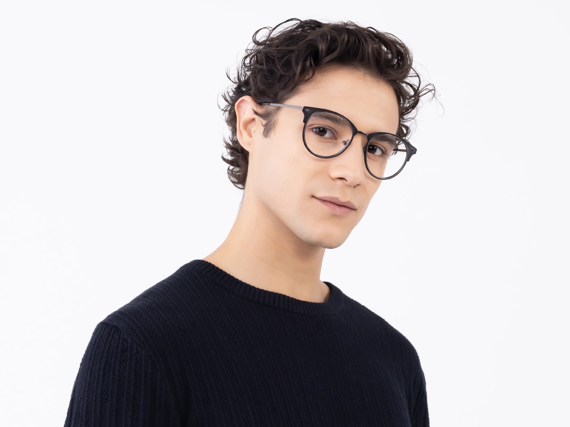Matte Gunmetal & Silver Oval Glasses