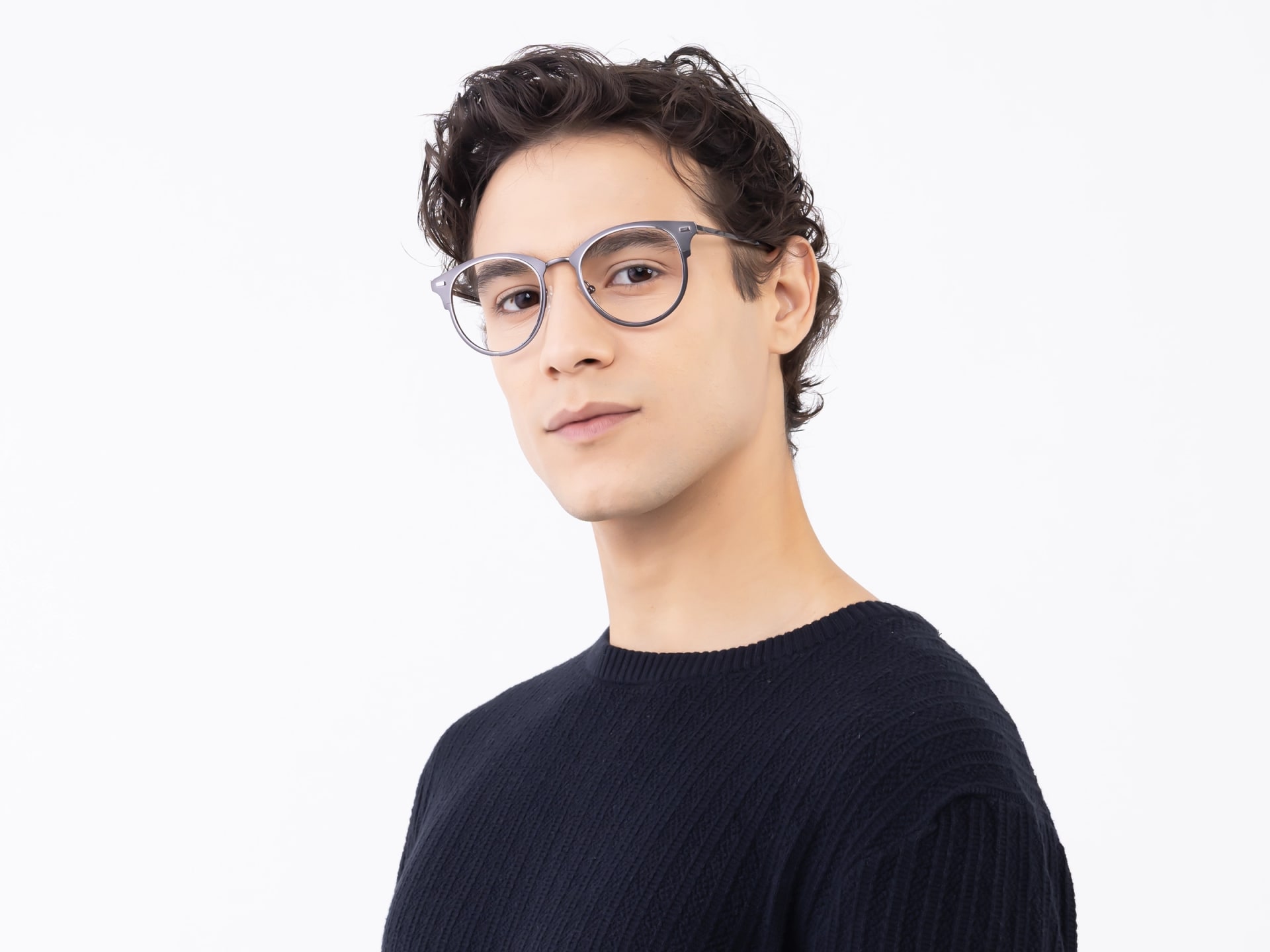 Matte Gunmetal & Silver Oval Glasses