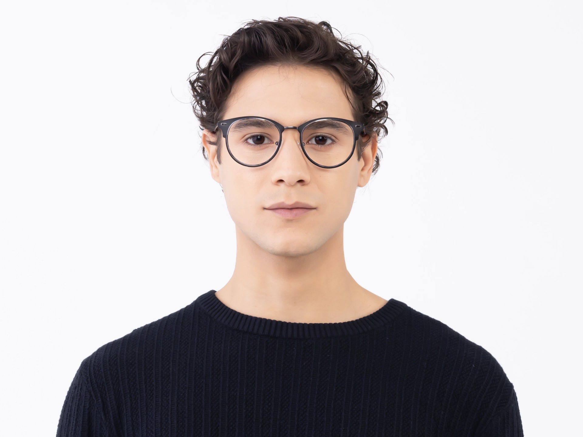 Matte Gunmetal & Silver Oval Glasses