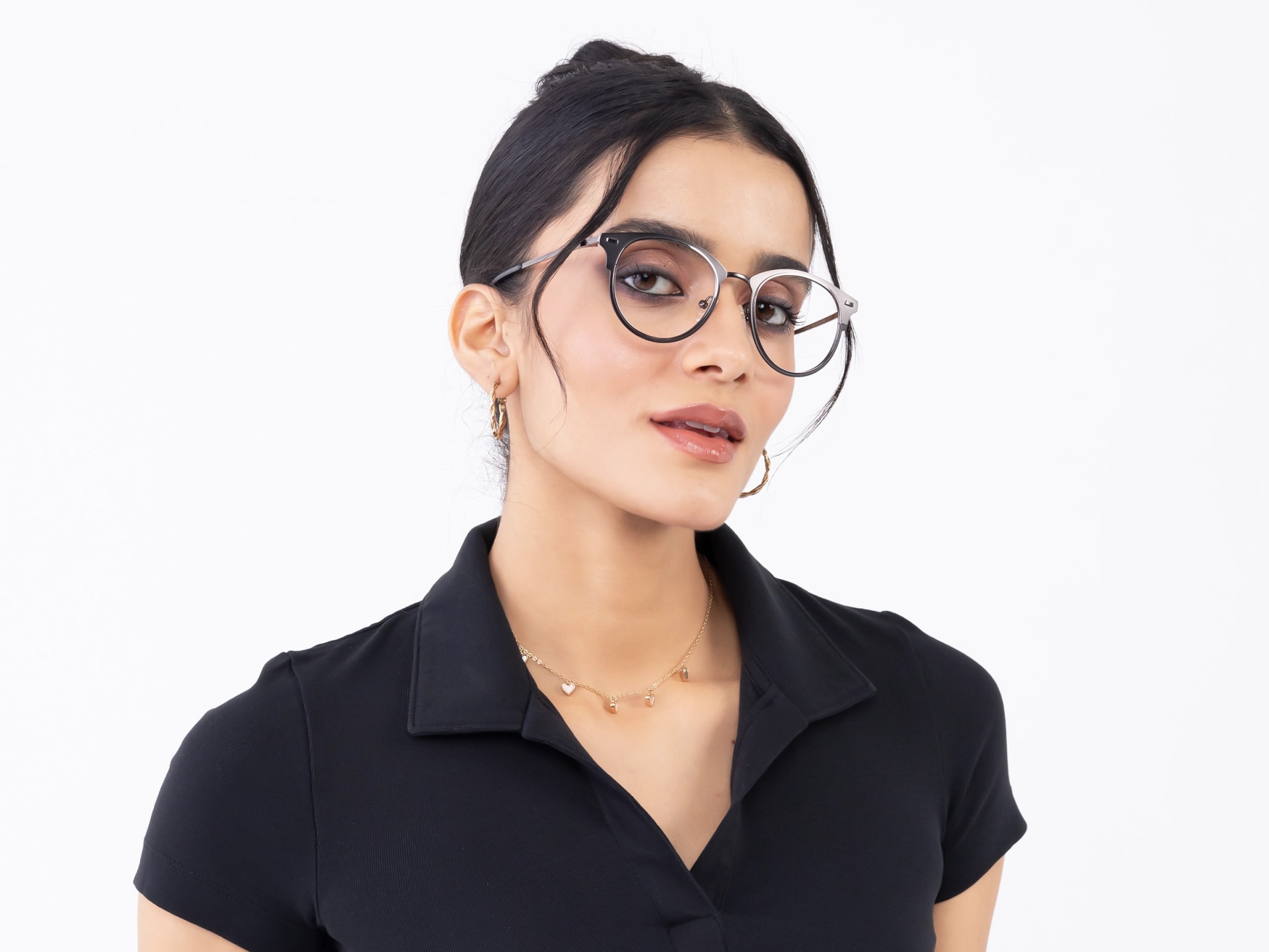Matte Gunmetal & Silver Oval Glasses