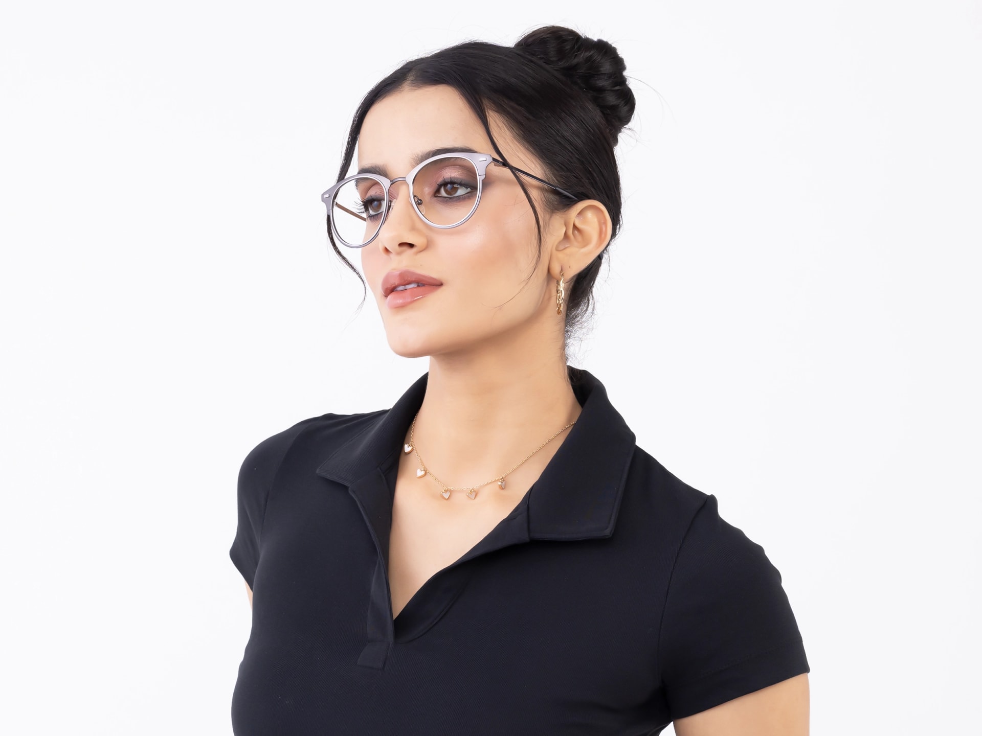 Matte Gunmetal & Silver Oval Glasses