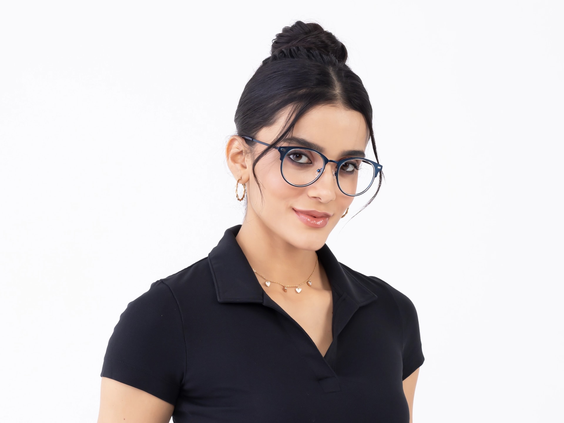 Matte Royal Blue & Silver Oval Glasses