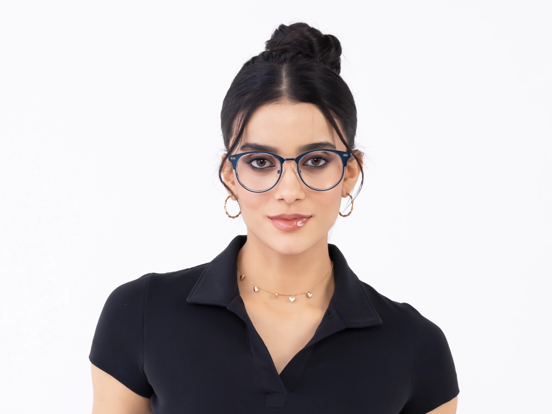 Matte Royal Blue & Silver Oval Glasses