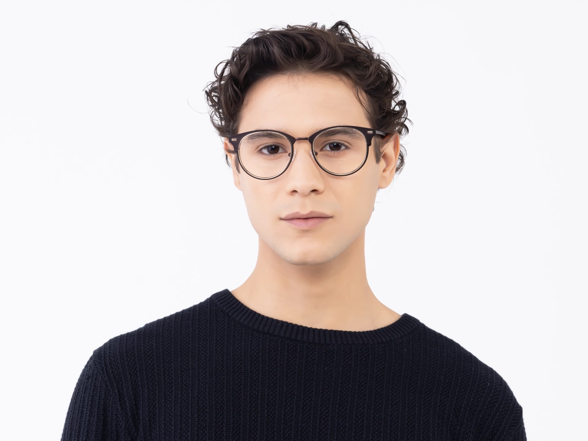 Matte Copper Brown & Gold Oval Glasses