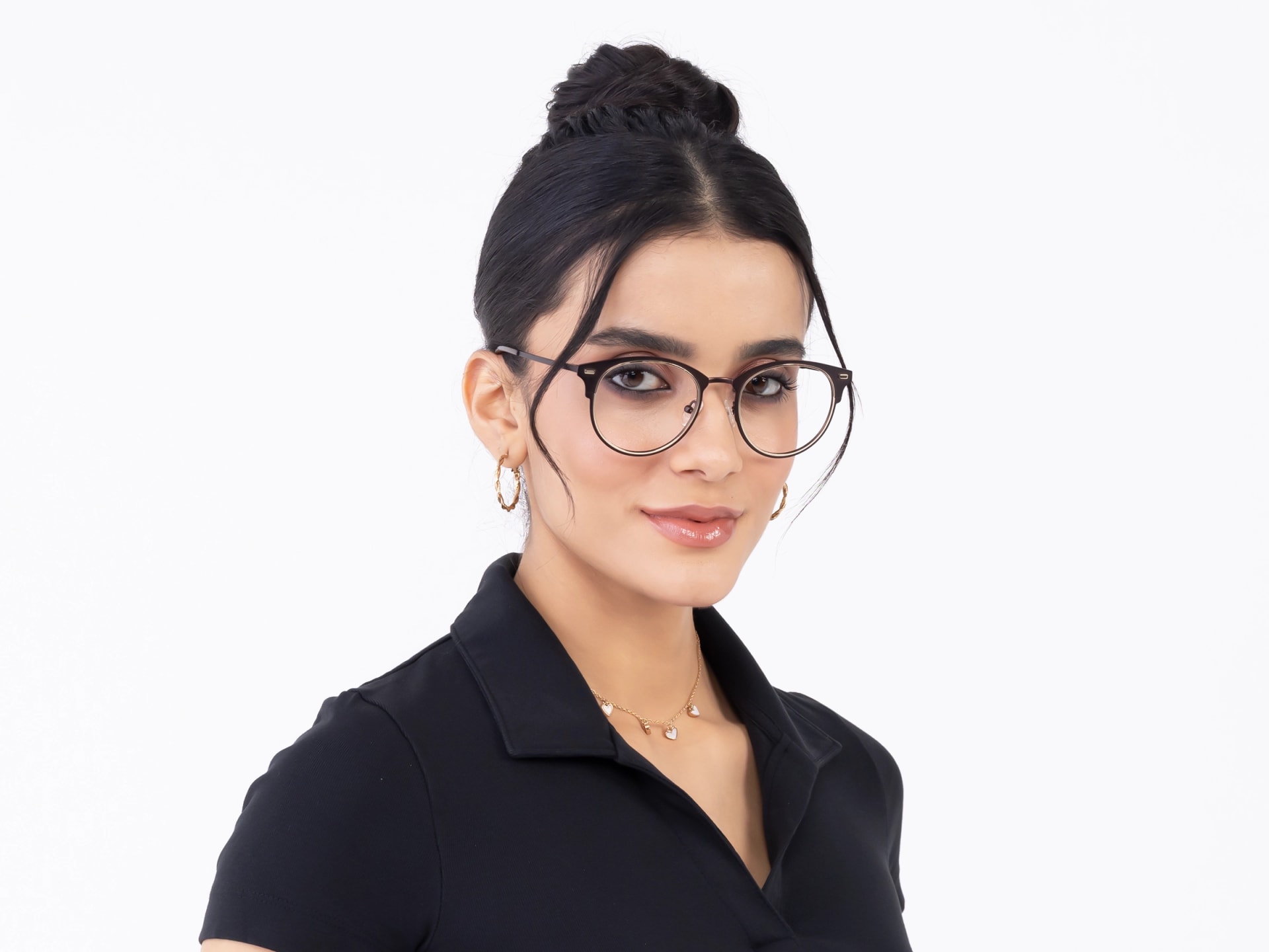 Matte Copper Brown & Gold Oval Glasses