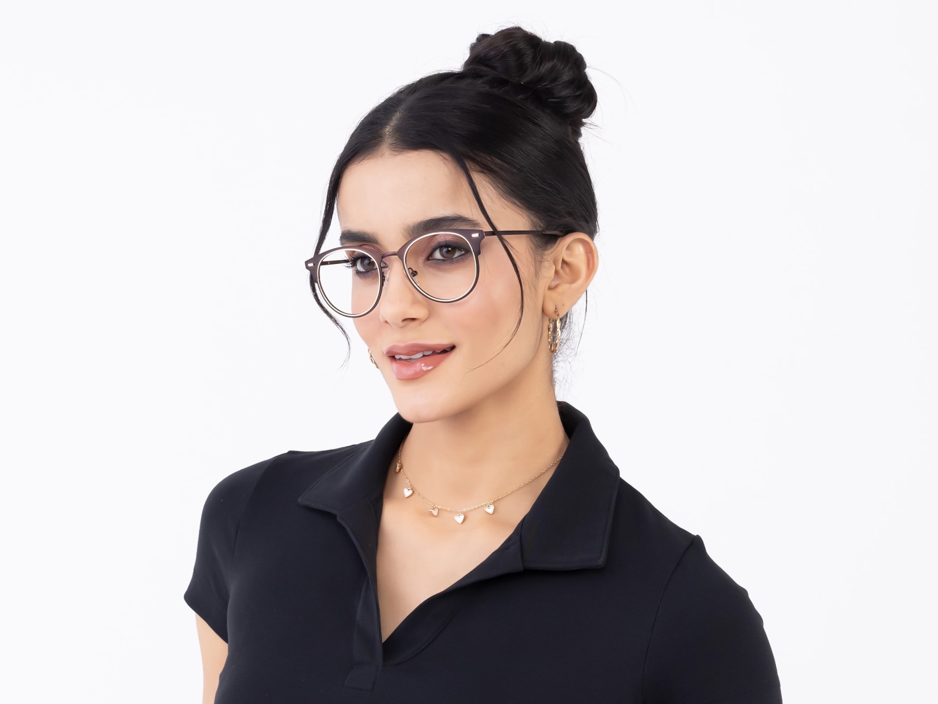 Matte Copper Brown & Gold Oval Glasses