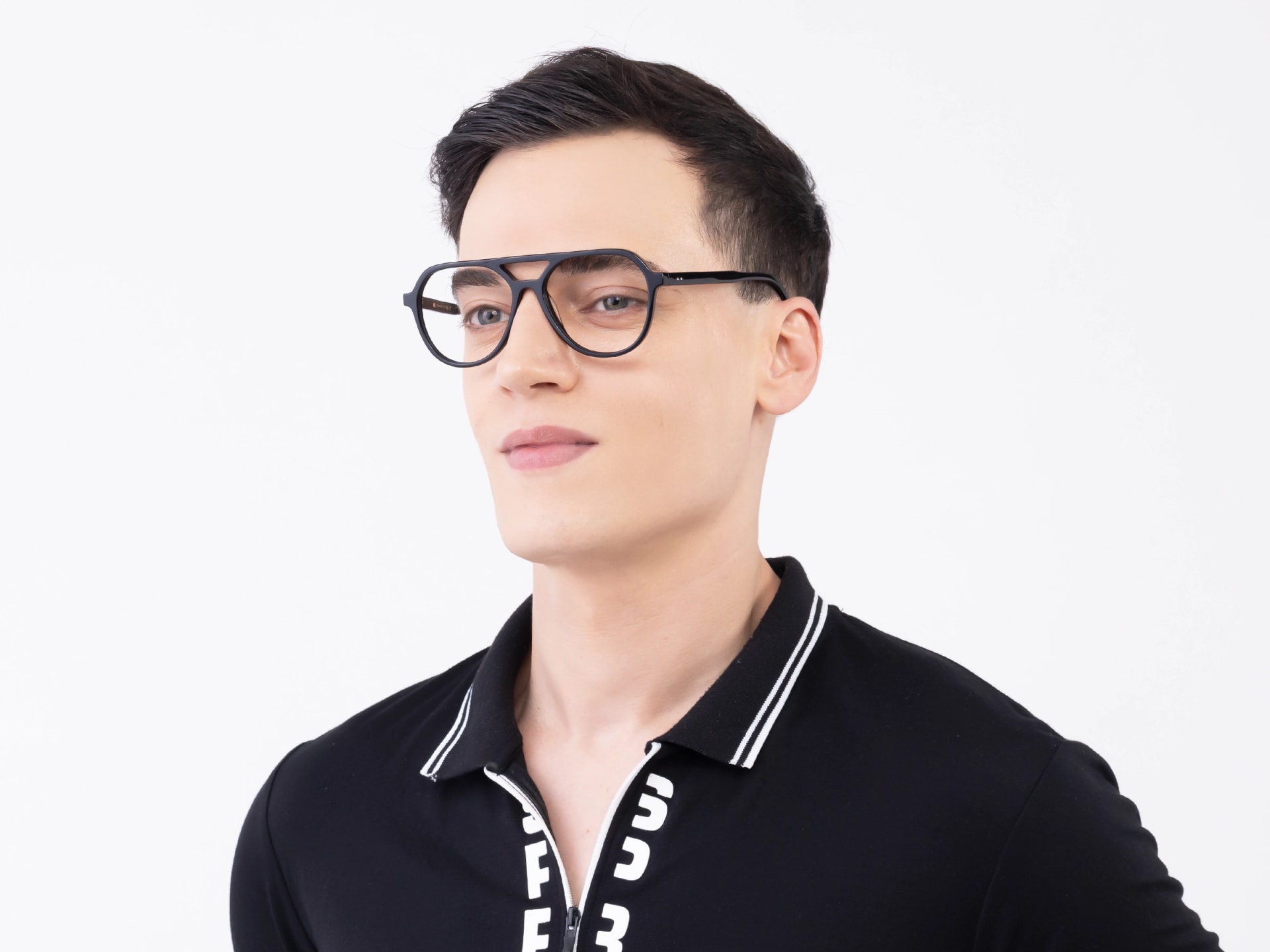 Black Acetate Pilot Eyeglasses