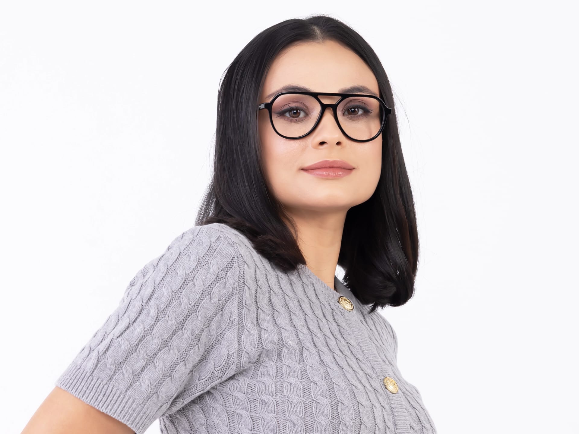 Black Acetate Pilot Eyeglasses