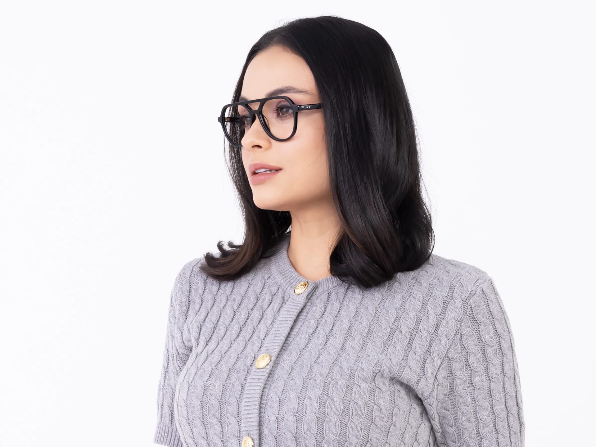 Black Acetate Pilot Eyeglasses