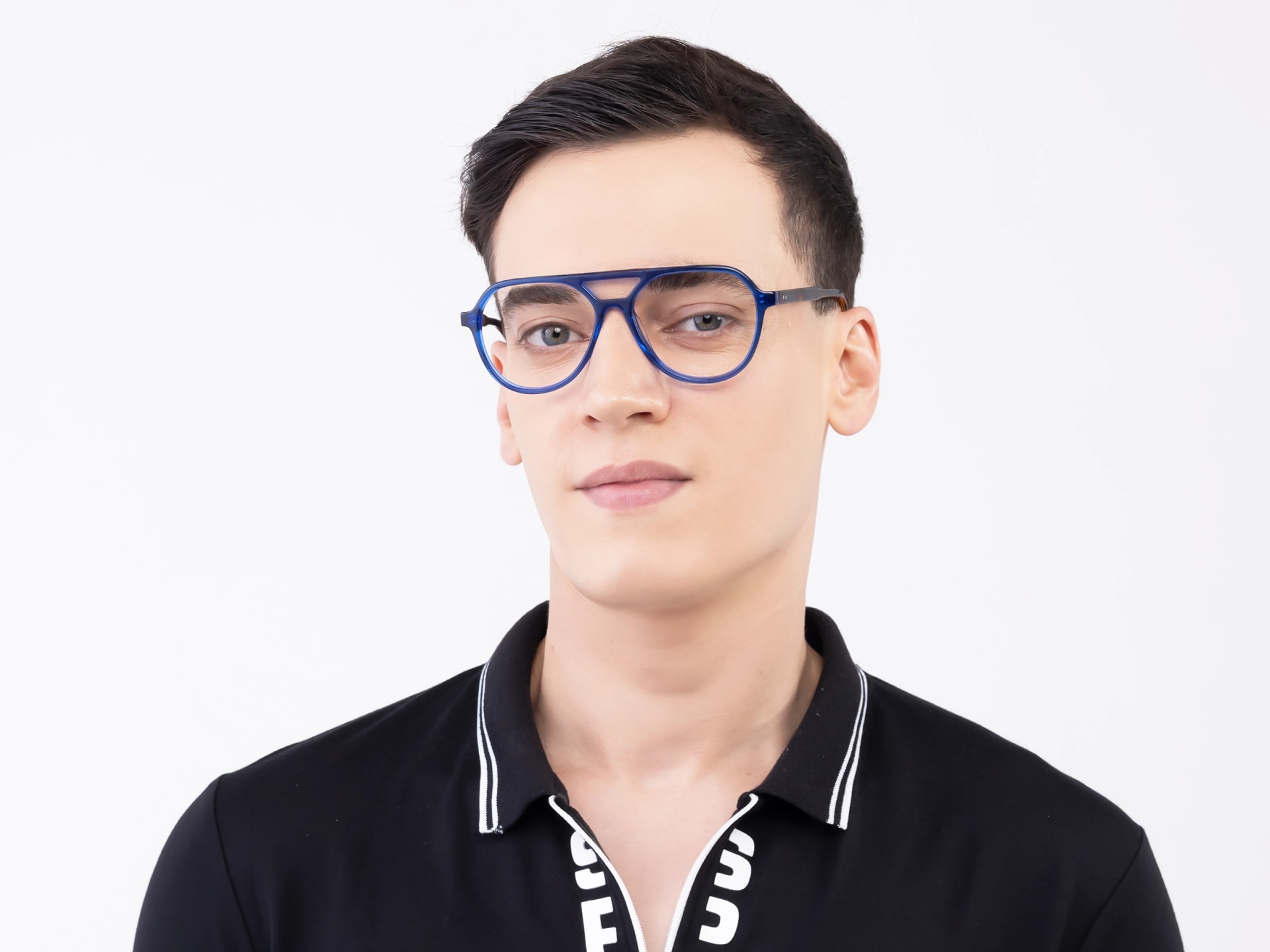 Crystal Blue Double Bridge Eyeglasses