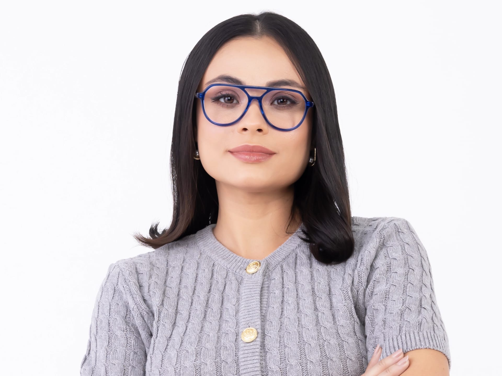 Crystal Blue Double Bridge Eyeglasses