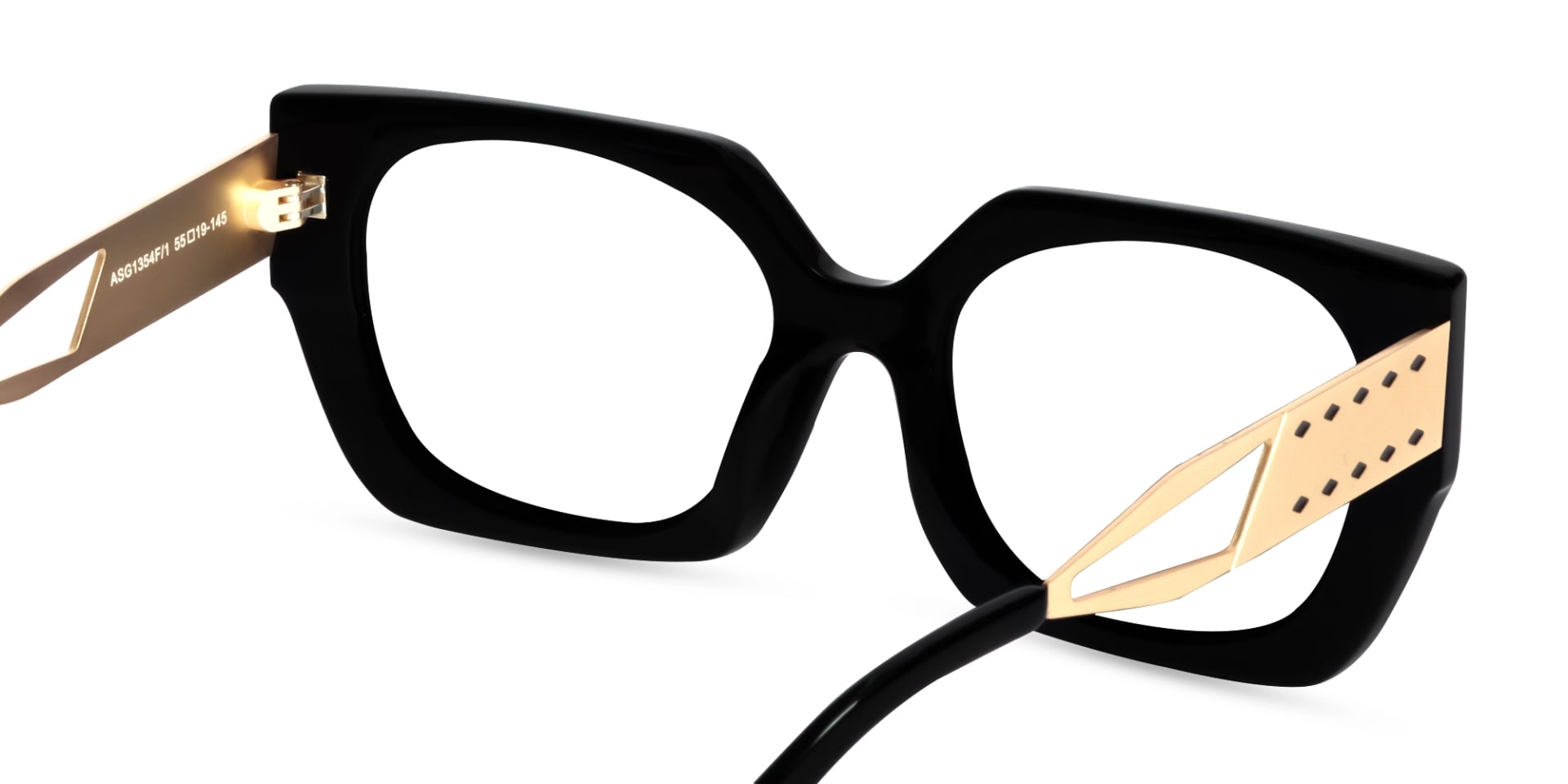Metallic Gold & Black Square Glasses
