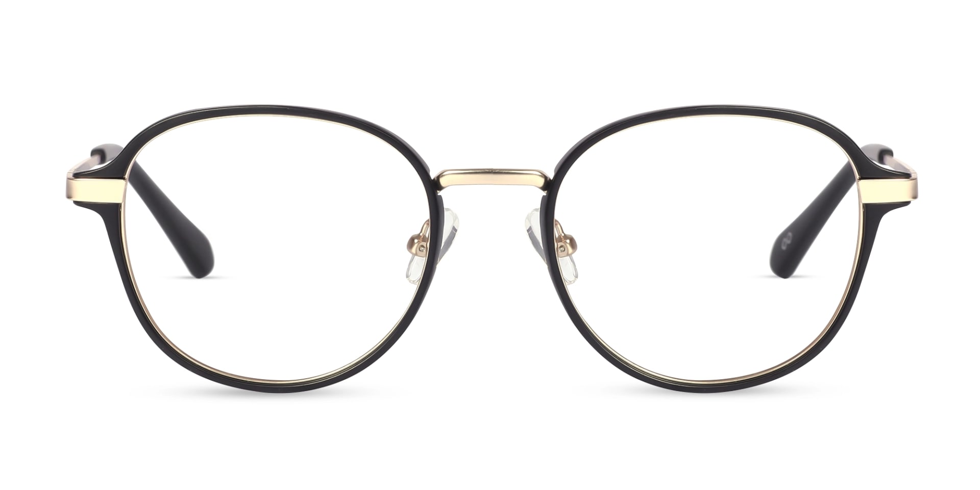 Matte Black & Champagne Gold Round Glasses-