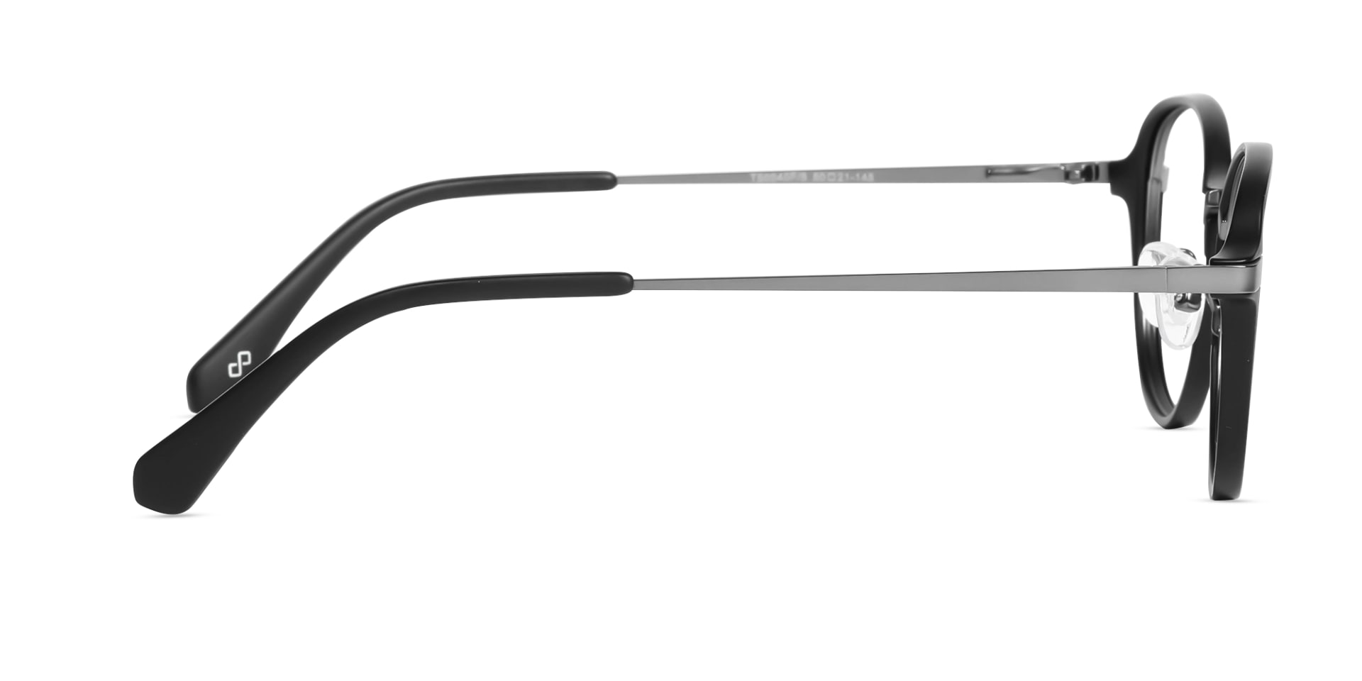 Matte Black & Gunmetal Round Glasses-4