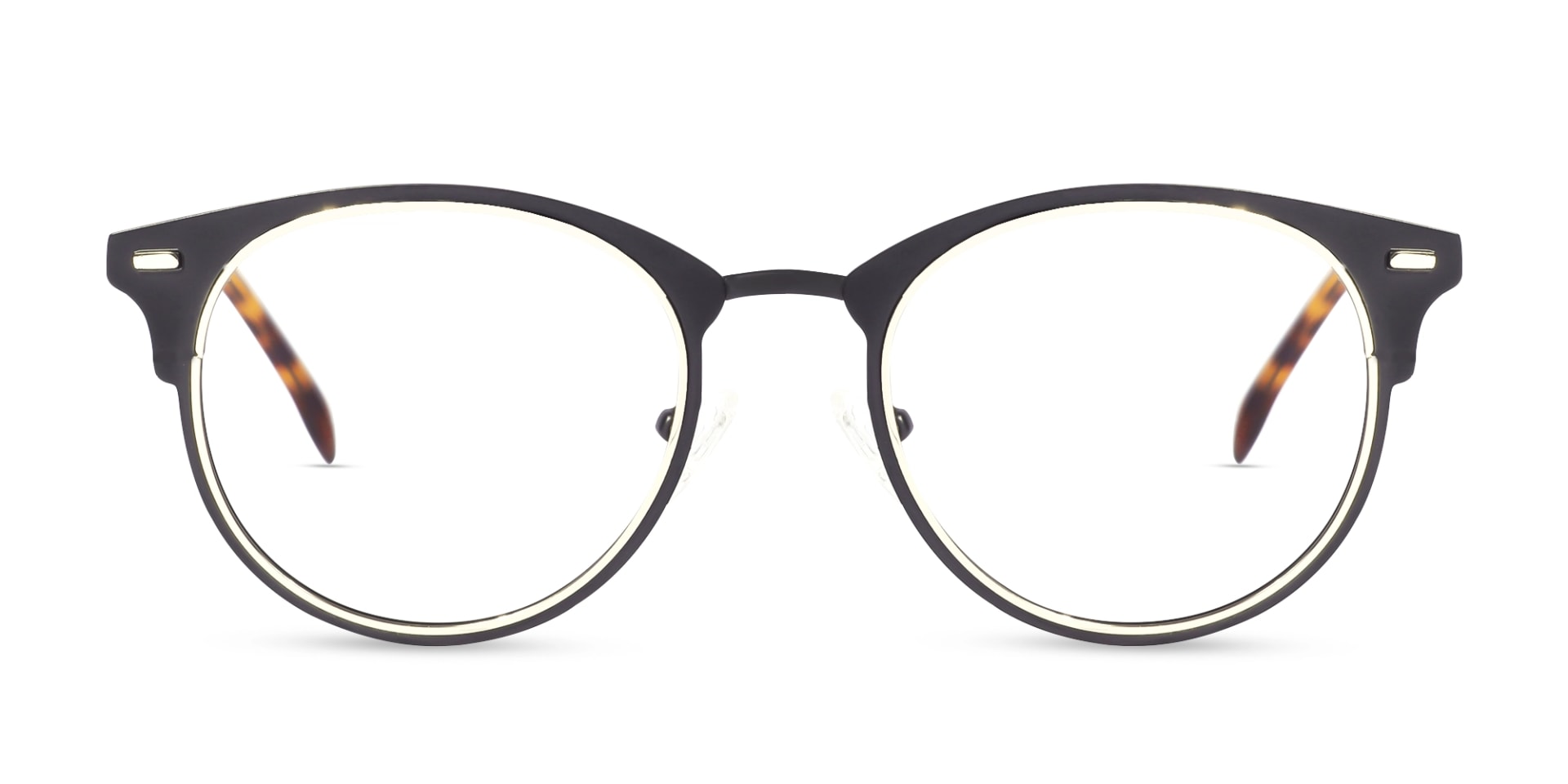 Black & Champagne Gold Oval Glasses-1