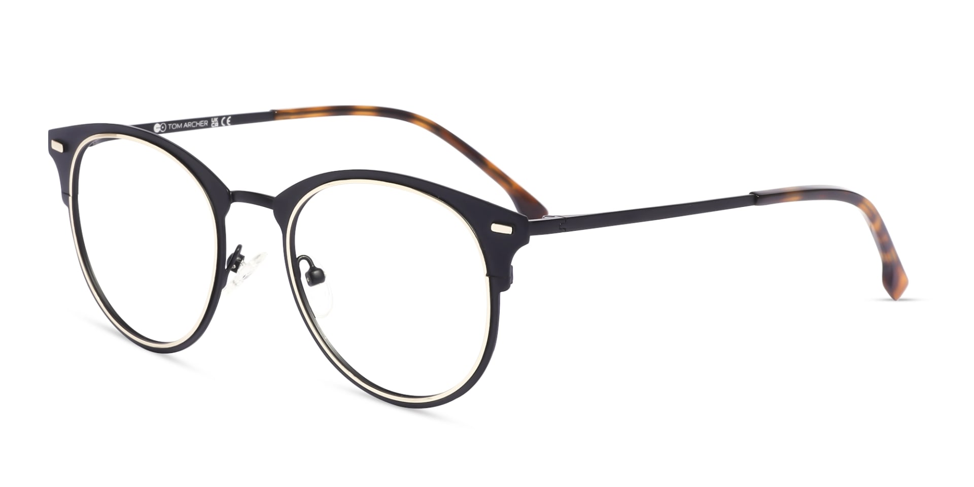 Black & Champagne Gold Oval Glasses-3