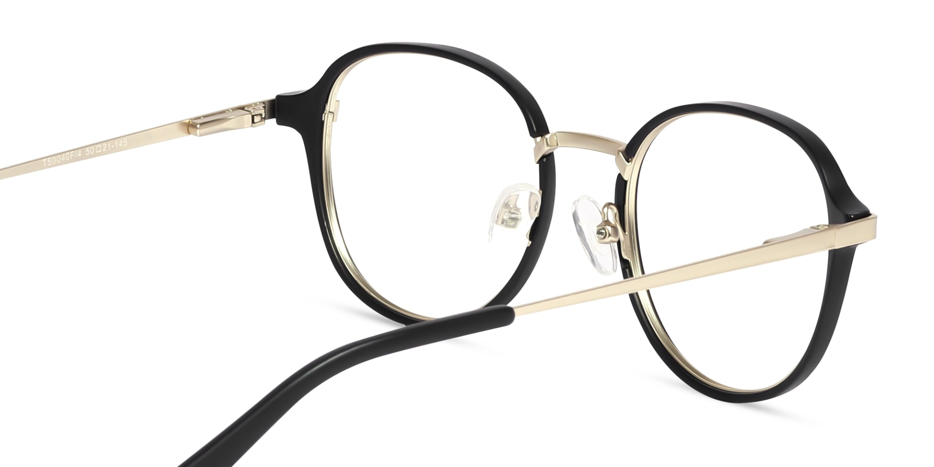 Matte Black & Champagne Gold Round Glasses-5