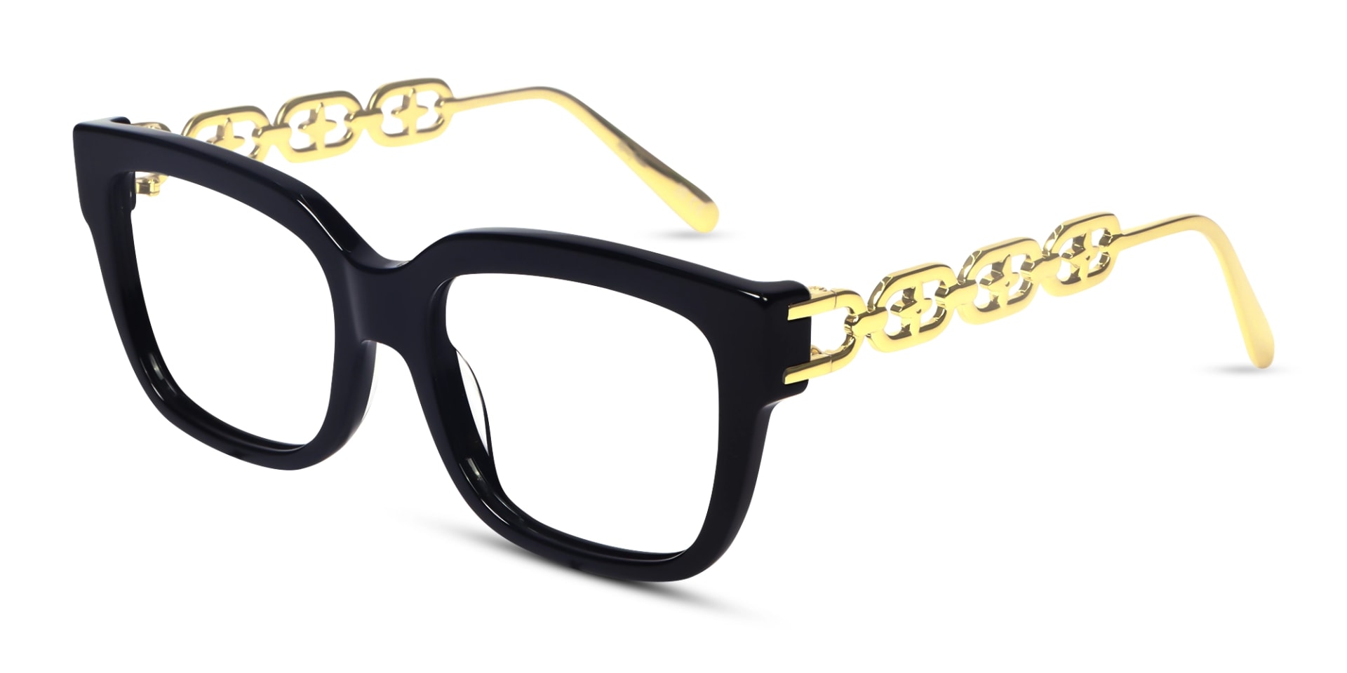 Black & Gold Square Full-Rim Glasses