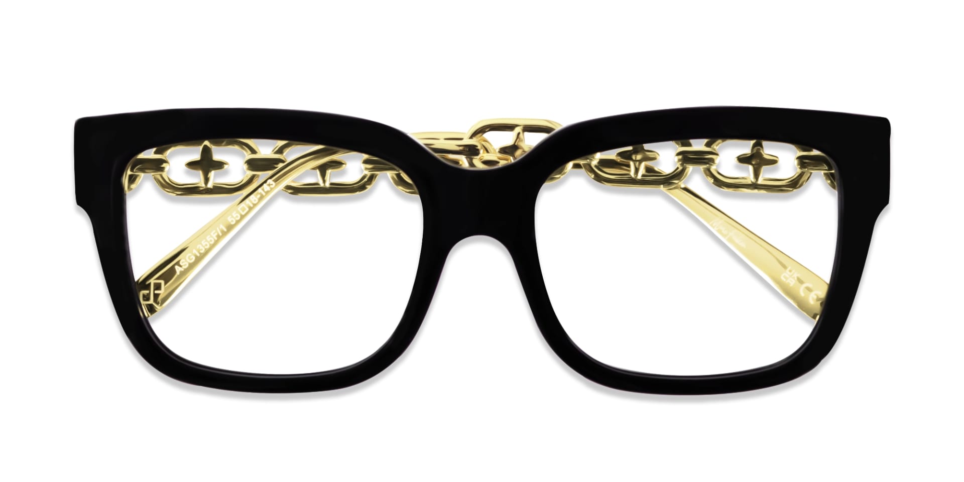 Black & Gold Square Full-Rim Glasses