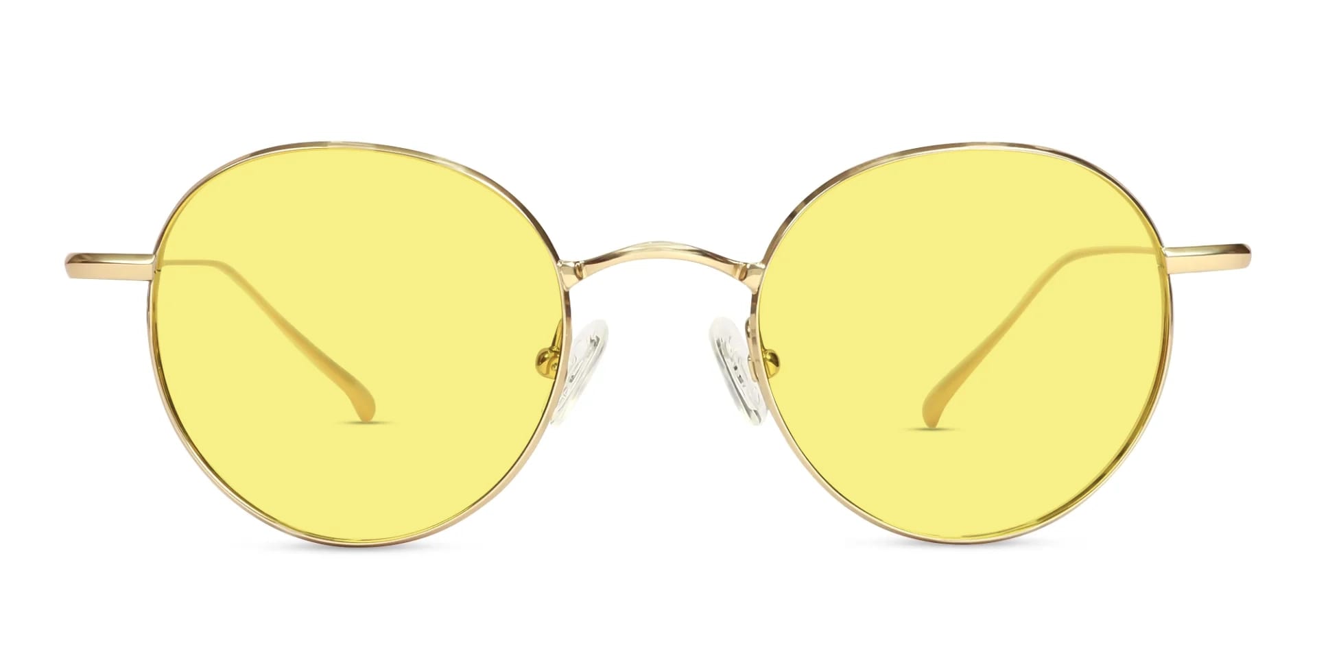 Metal Gold Solid Yellow Tint Glasses-1