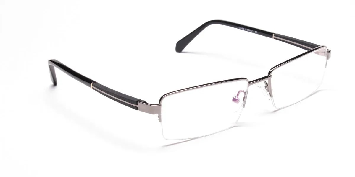 Gunmetal Rectangular Glasses, Eyeglasses -2