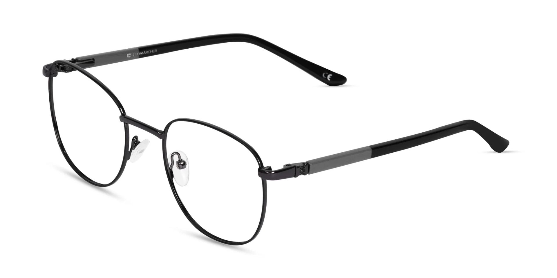 Thin Black Round Glasses-3
