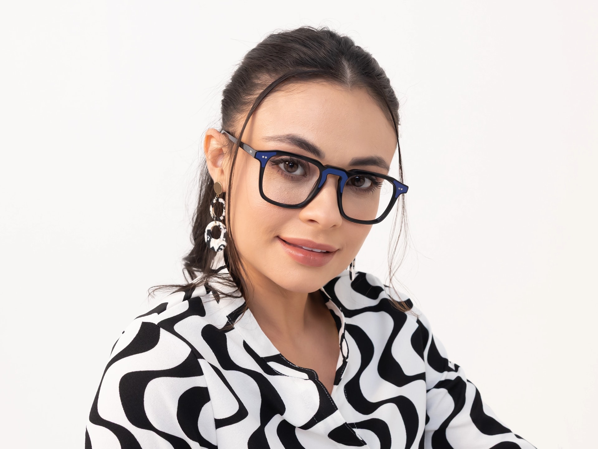 Black & Indigo Square Acetate Glasses