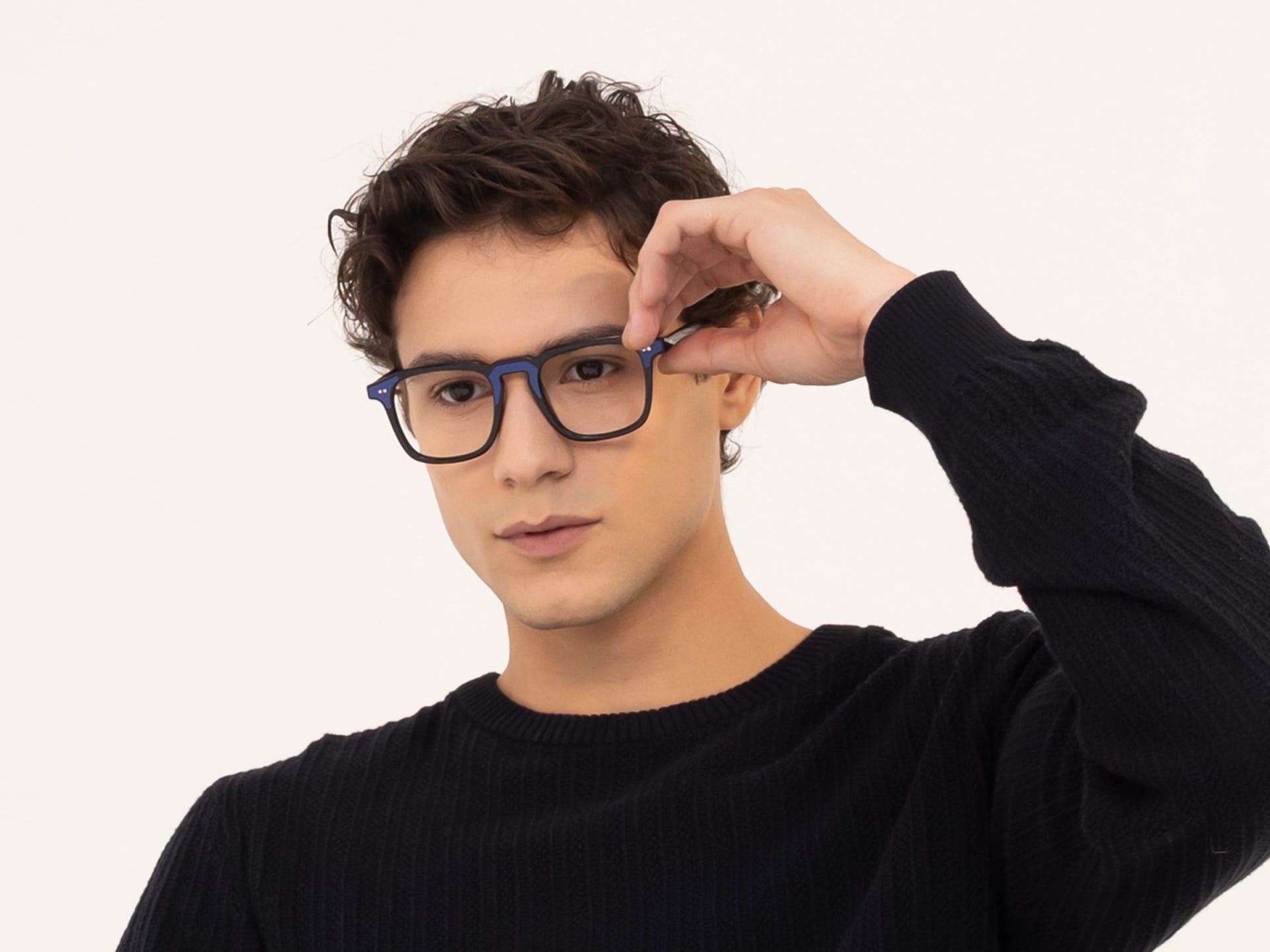 Black & Indigo Square Acetate Glasses