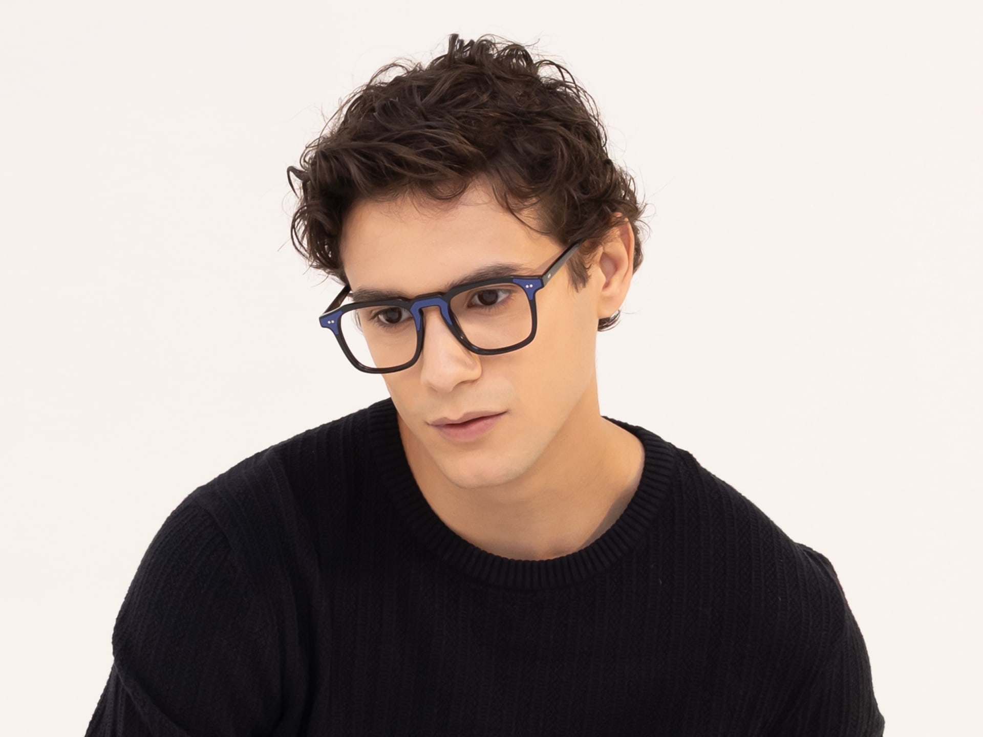 Black & Indigo Square Acetate Glasses