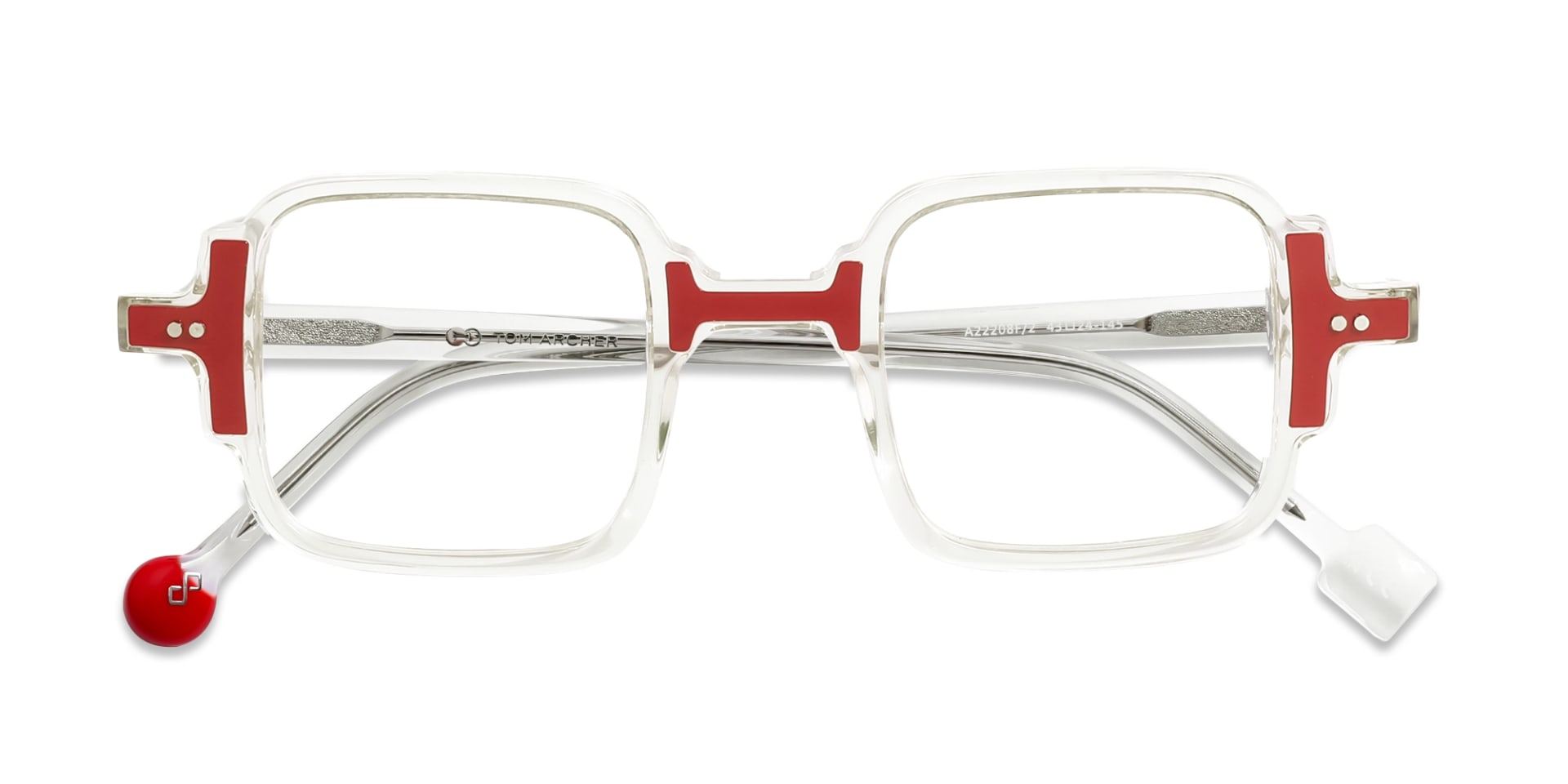 Clear & Red Square Acetate Glasses-6