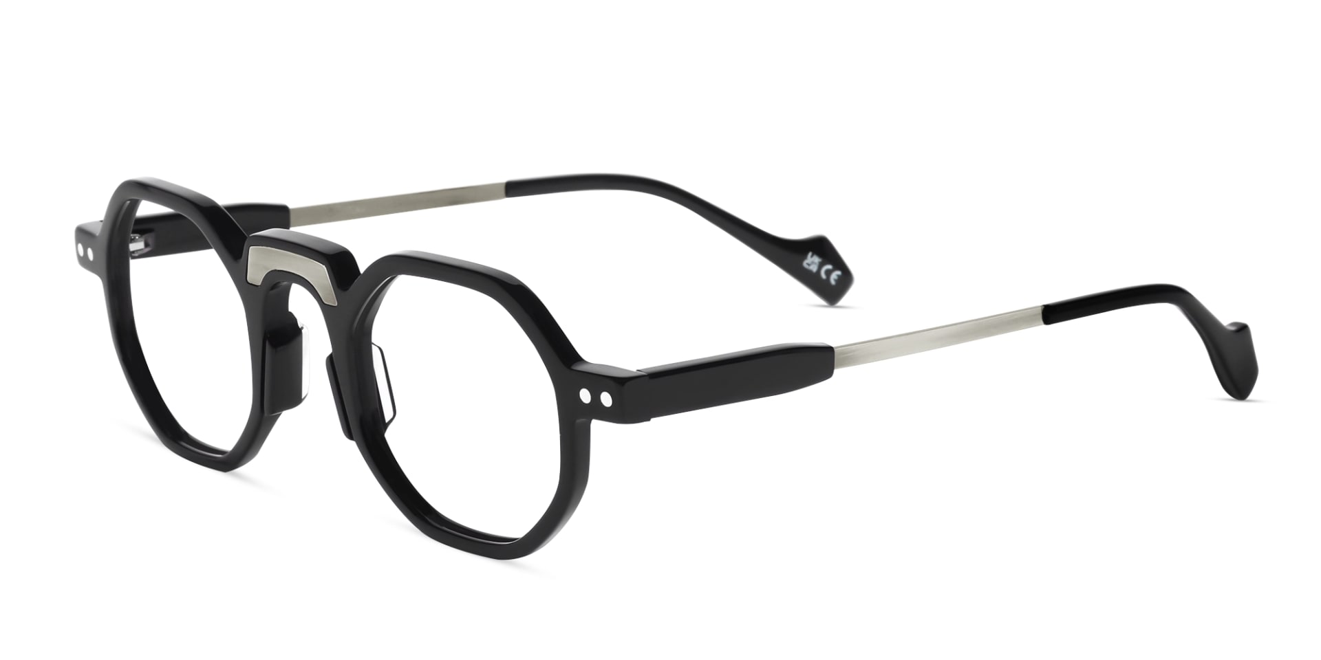 Black Geometric Mixed Material Glasses-3