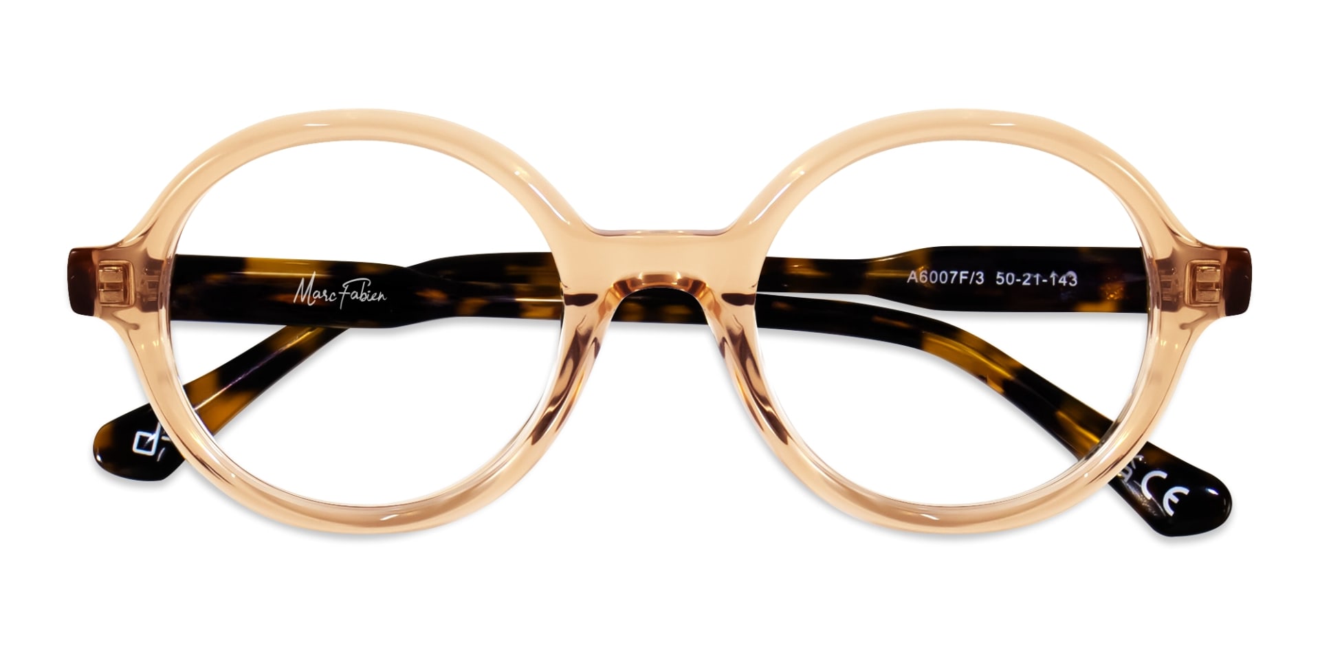 Crystal Peach Acetate Round Full Rim Glasses