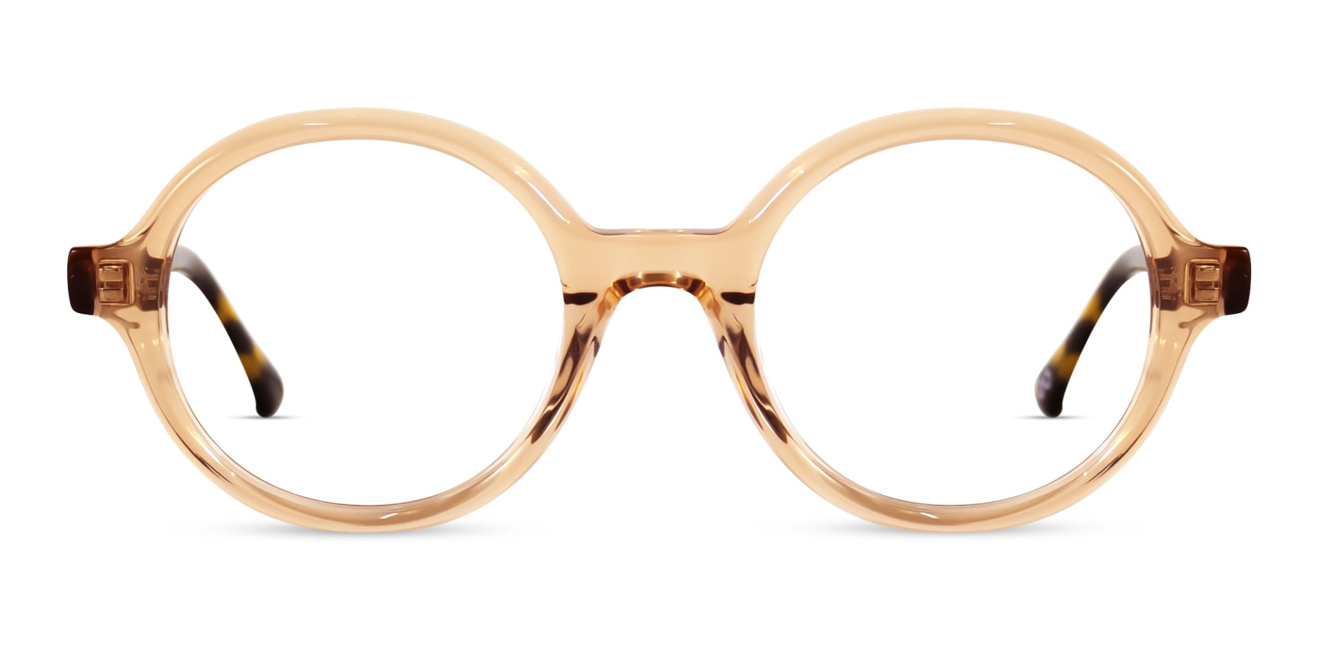 Crystal Peach Acetate Round Full Rim Glasses