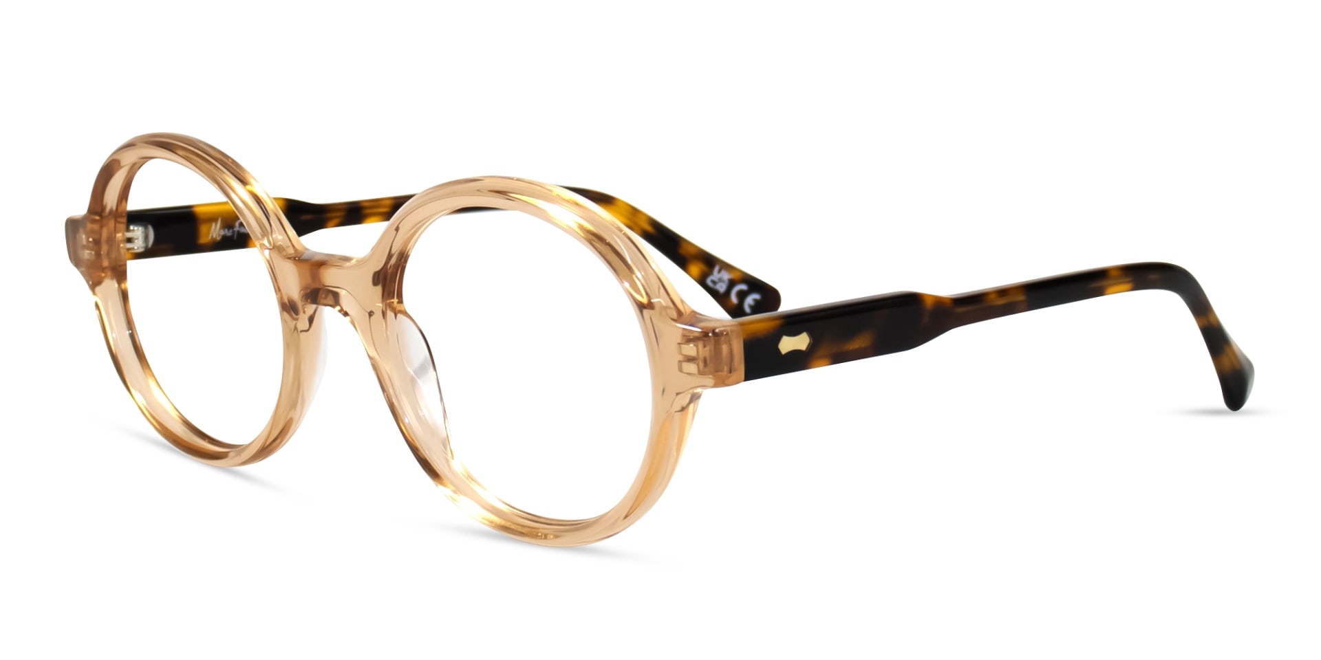 Crystal Peach Acetate Round Full Rim Glasses